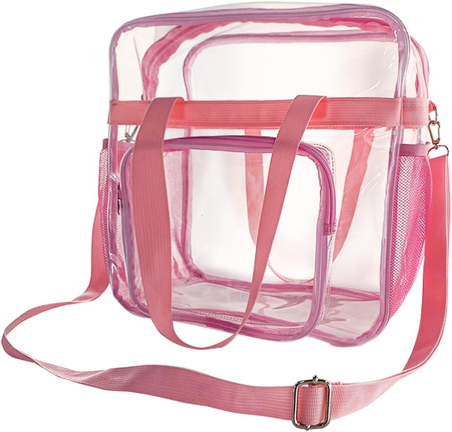 Clear Stadium Approved Tote Bag for Women PVC Transparent Crossbody Purse, See Through Handbag for Concerts&Gym