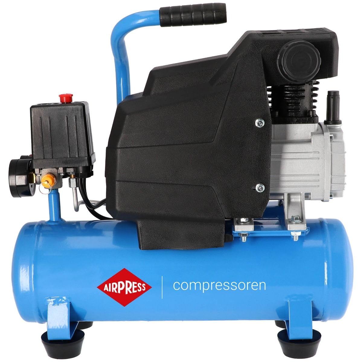 AIRPRESS Compresor de aire H 185-6 8 bar 1.5 CV 82.3 l/min 6 Lts. Compresor de aire pequeño con aceite - Compresor doméstico movil