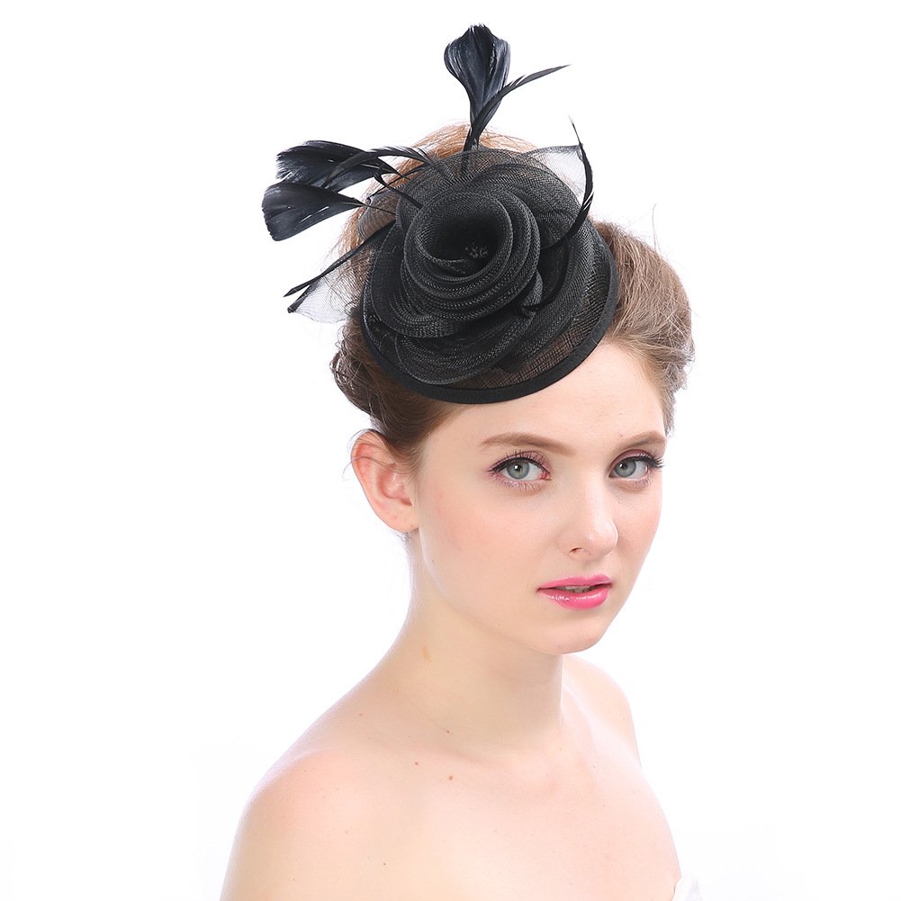 Elegante Haarklammer Mit Künstlicher Feder - Schwarz, 10x5 Cm - Perfekt Für Hochzeit, Cocktail & Festliche Anlässe