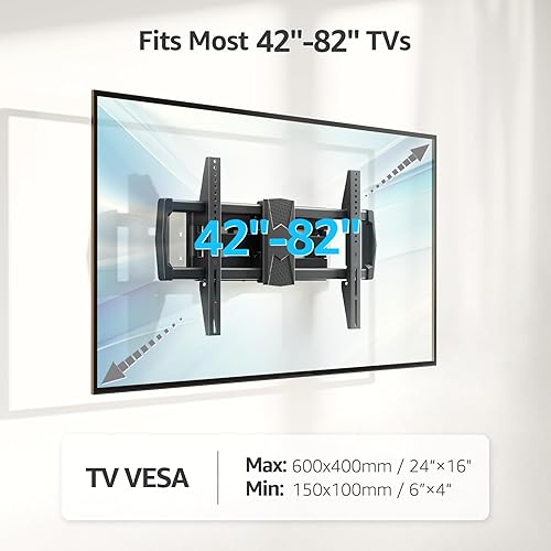 Miniatura 6 de MOUNTUP Soporte de pared para TV de movimiento completo para la mayoría de televisores de 42 a 82 pulgadas, soporte de montaje en pared con giro e