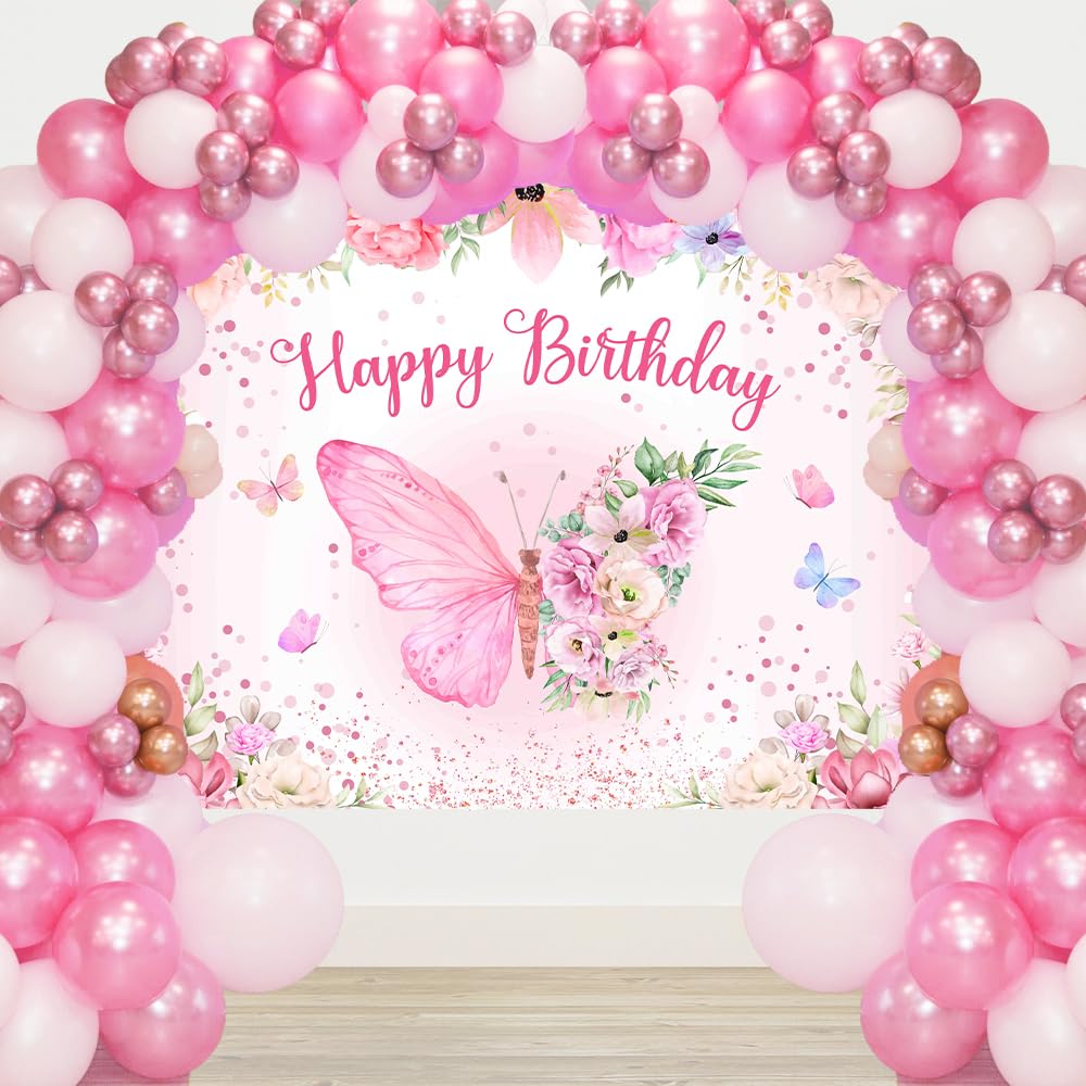 Fangleland Butterfly 1st Birthday Decorations For Girls
