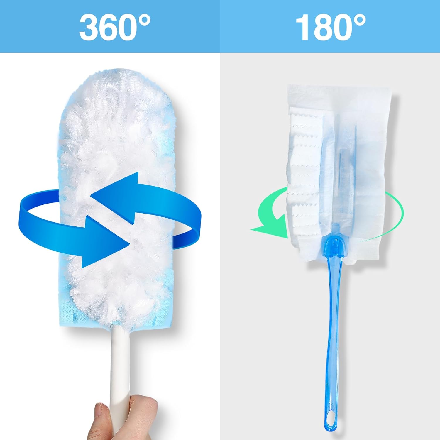 Duster Set with 30 Duster Refills and 1 Handle, 360 Heavy Duty Duster Refills Multi Surface Dusters for Cleaning Home & Car, for Ceiling Fans and Furniture