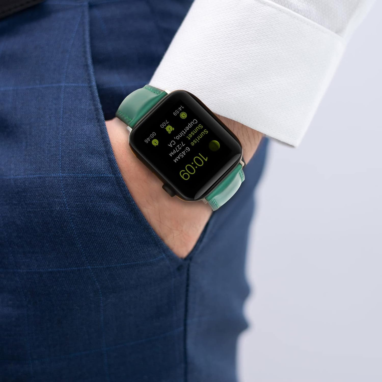 Compatible with Apple Watch Bands 49mm 45mm 44mm 42mm 41mm 40mm 38mm, Genuine Leather Accessories Replacement Wristband for iWatch Ultra2, Ultra, SE3 SE2 SE Series 9 8 7 6 5 4 3 2 1