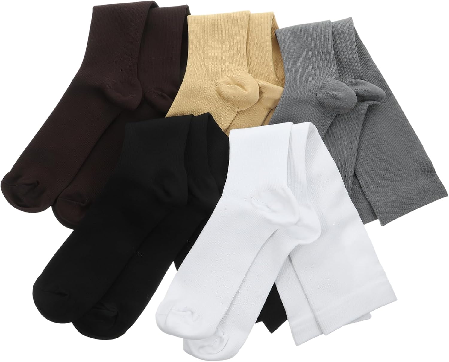 5pairs Knee-high Compression Socks for Outdoor Sports Comfortable Calf Support for Fitness Running and Workouts Ergonomic Design for Fatigue Relief Multiple Colors Black White Grey