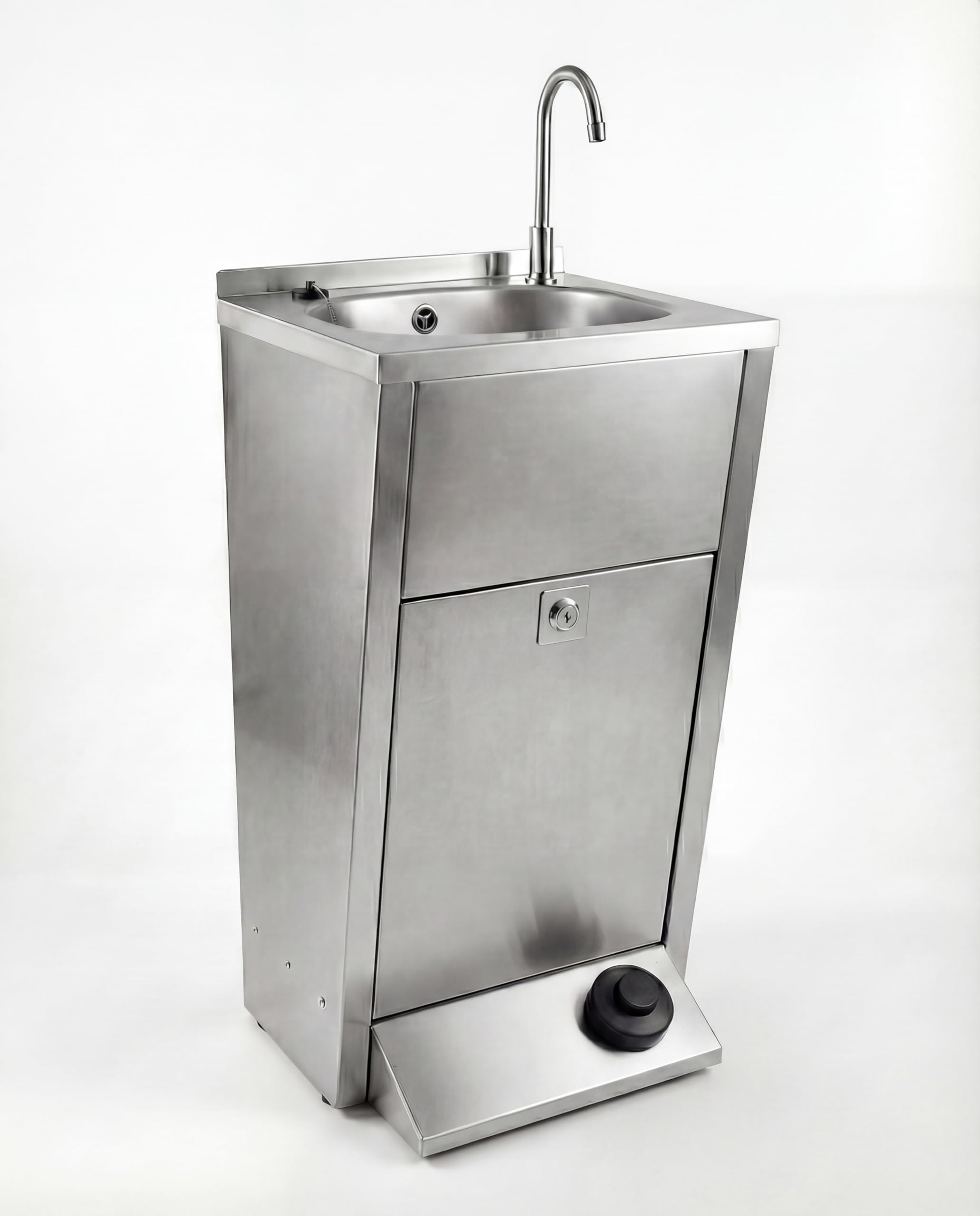 Express Water Silver, Lavandino Lavabo Lavello, Portatile Autonomo Trasportabile, con Serbatoio d'Acqua, in Acciaio Inox, con Comando a Pedale, Certificato per ASL, per Negozi e Studi Medici