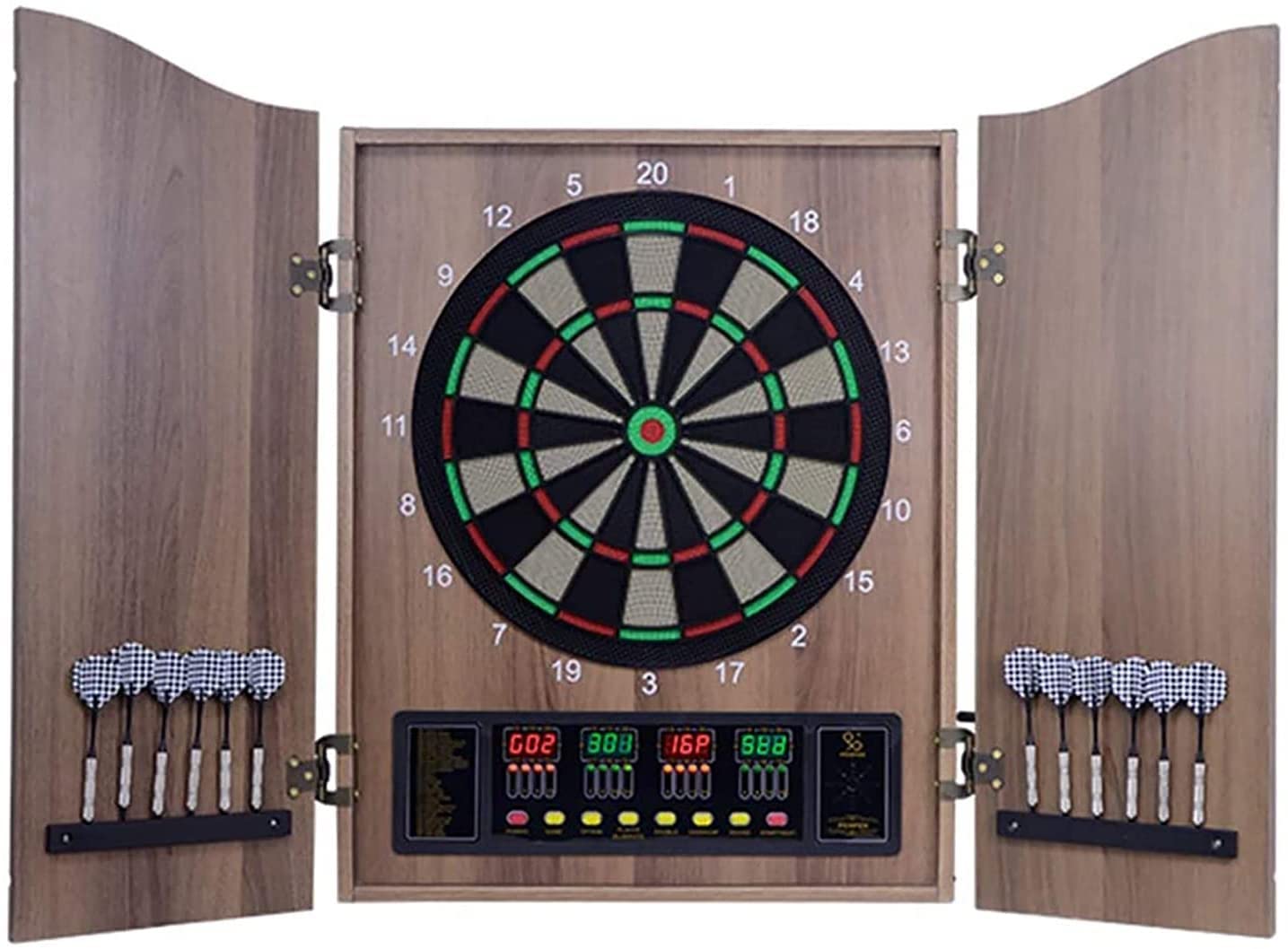YAOJIADarts Board Set Electronic Dart Board, Traditional Double Wooden Door Panel Electric Dart Machine With LED Display， For Adults Darts Competition Games