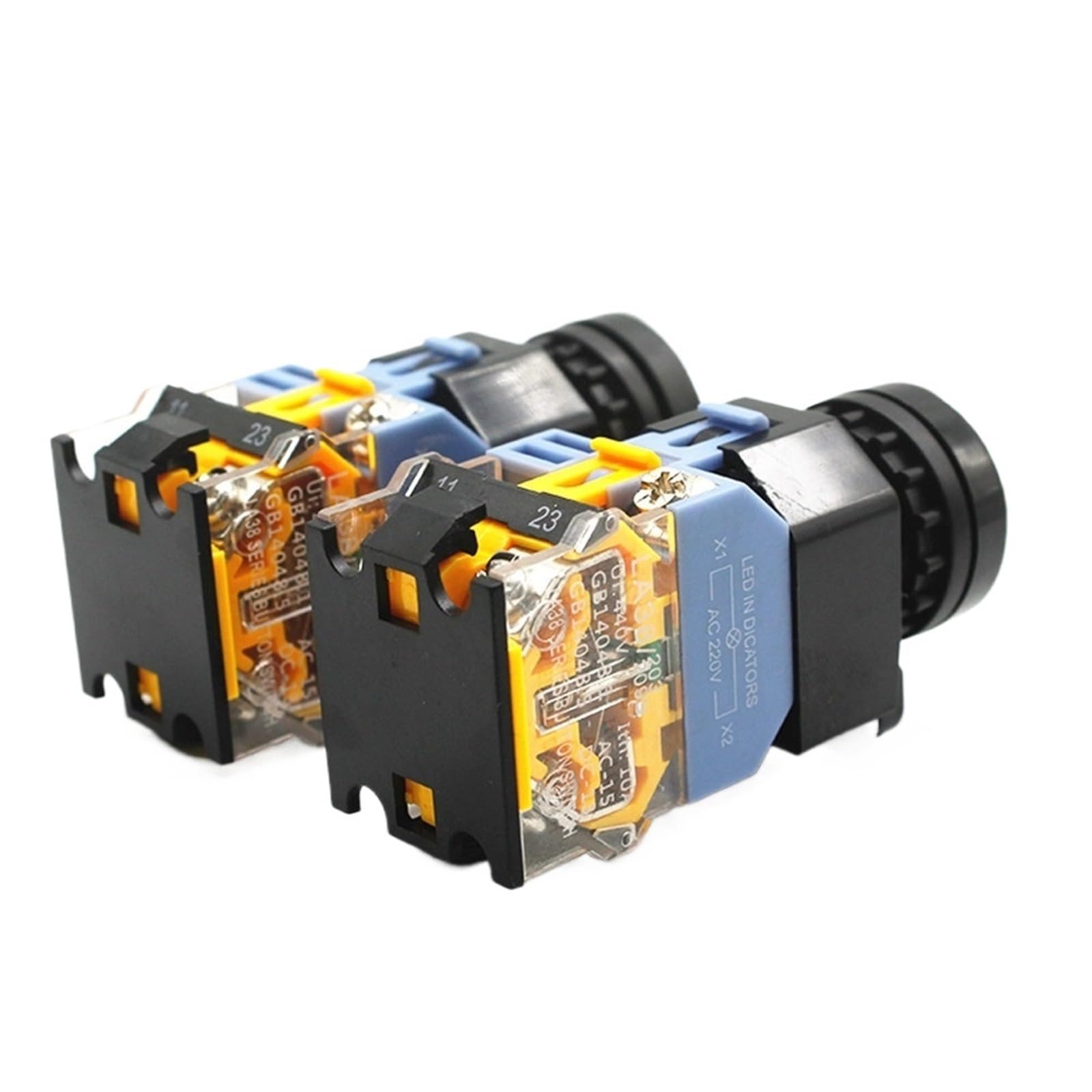 Interrupteur à Bouton-Poussoir argenté de qualité LA38-11DT LA38-11DNZS avec Voyant Lumineux Marche/arrêt, Verrouillage Automatique, 22 mm, 220 V, 24 V, voyants LED(Rosso,24V)
