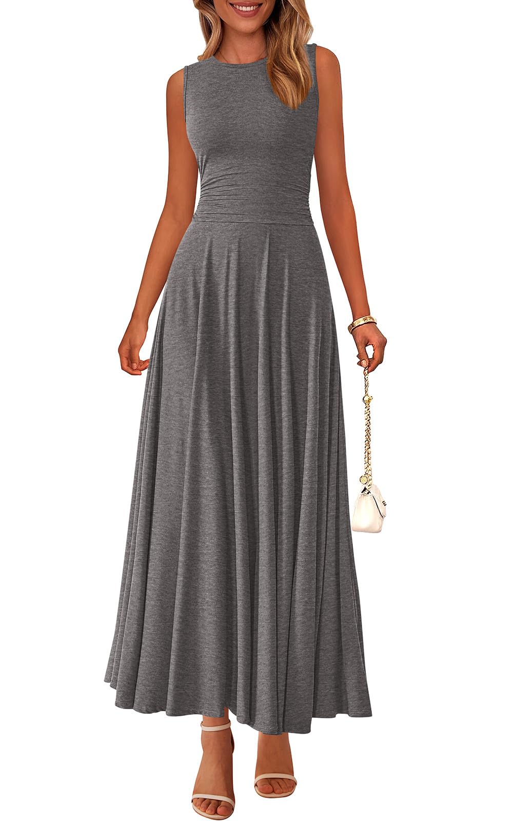 PRETTYGARDEN Womens Sleeveless Summer Dresses 2026 Flowy Aline Maxi Dress