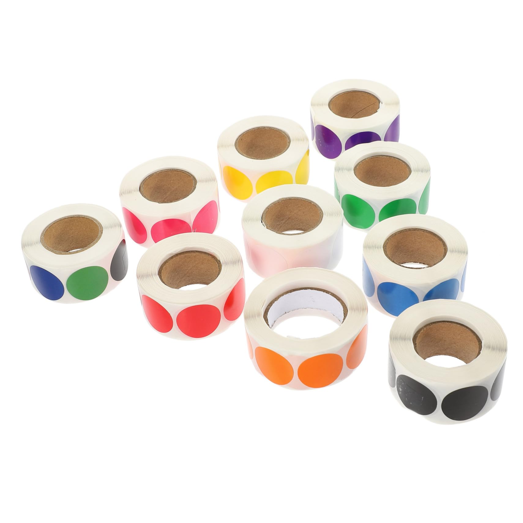Angoily 10rotoli Etichette Adesive Pois Colorati Di Adesivi Circolari Etichette Di Classificazione Per Uso Domestico Scolastico e Ufficio Senza Residui Colla Comode Per Etichettare Articol