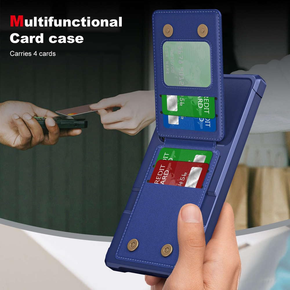 Funda Multifuncional para Samsung S25, S24 y S23 Ultra Plus, de Cuero con Tapa y Cierre de Cremallera, Color Azul, para Samsung S25 Ultra