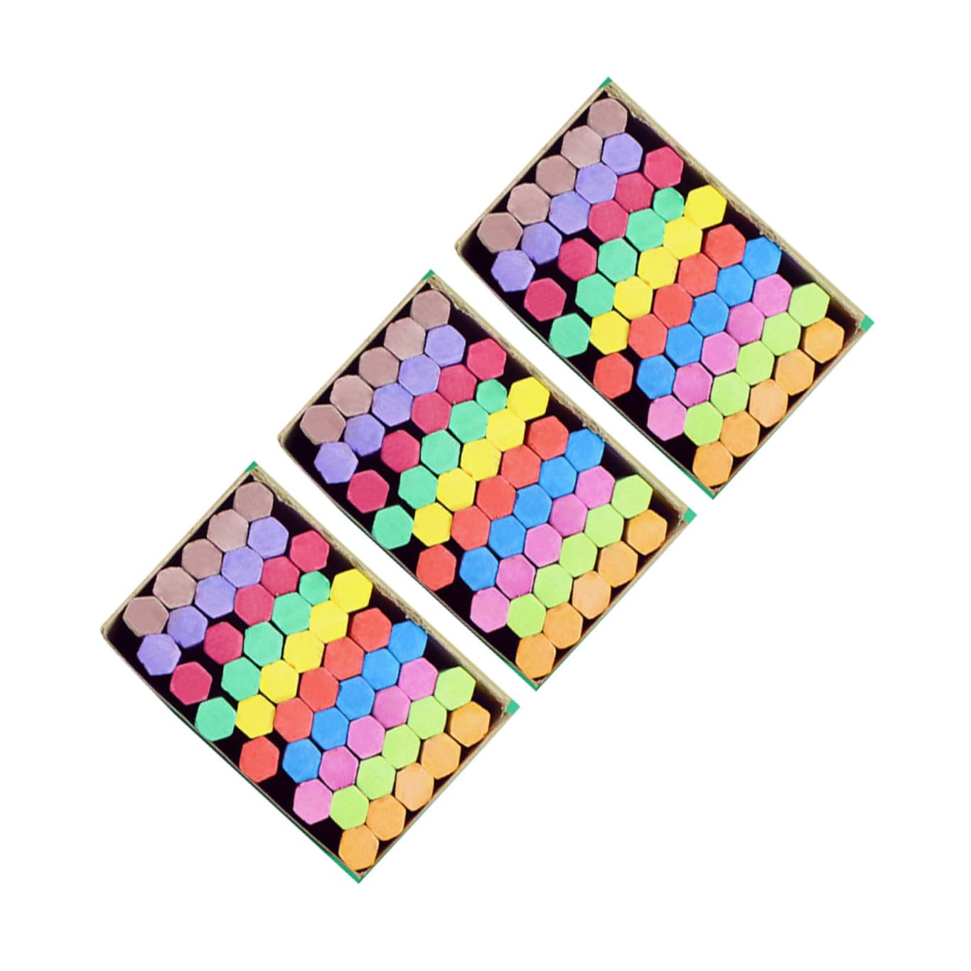 UKCOCO Craies Pour Tableau Noir Colorées Sans Poussière Forme Hexagonale Lot De 3 Boîtes Pour École Maison Usage Scolaire
