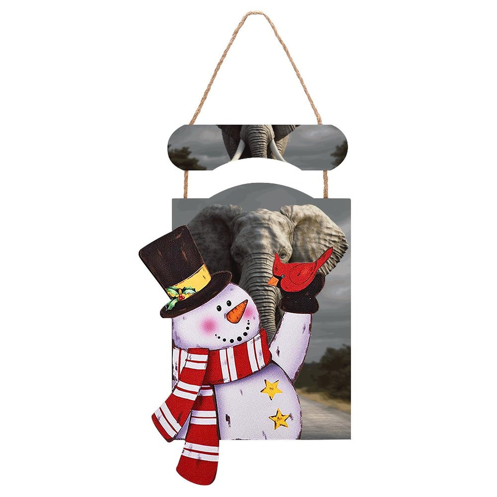 Peintures 3D éléphant et bonhomme de neige tableau de Noël haut de gamme