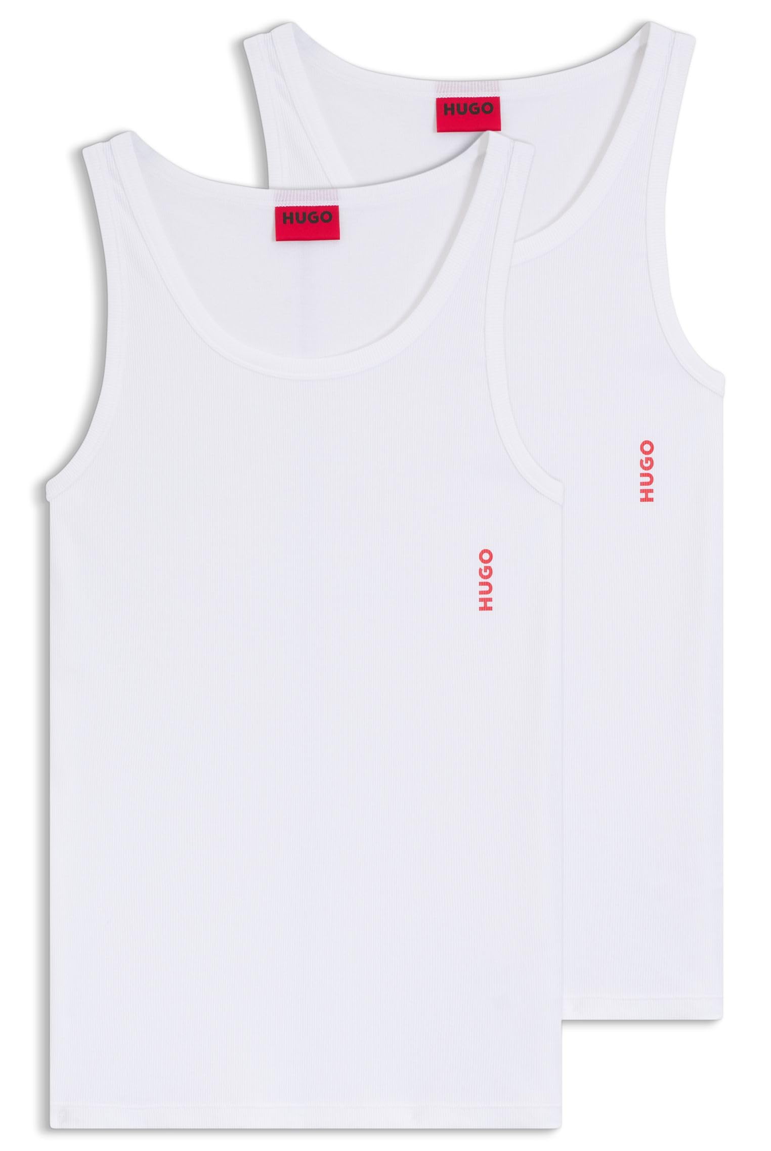 HUGO Męski tank top dwupak dwupak rozciągliwej bawełny bielizna kamizelki z logo, Nowy - biały 100, XL