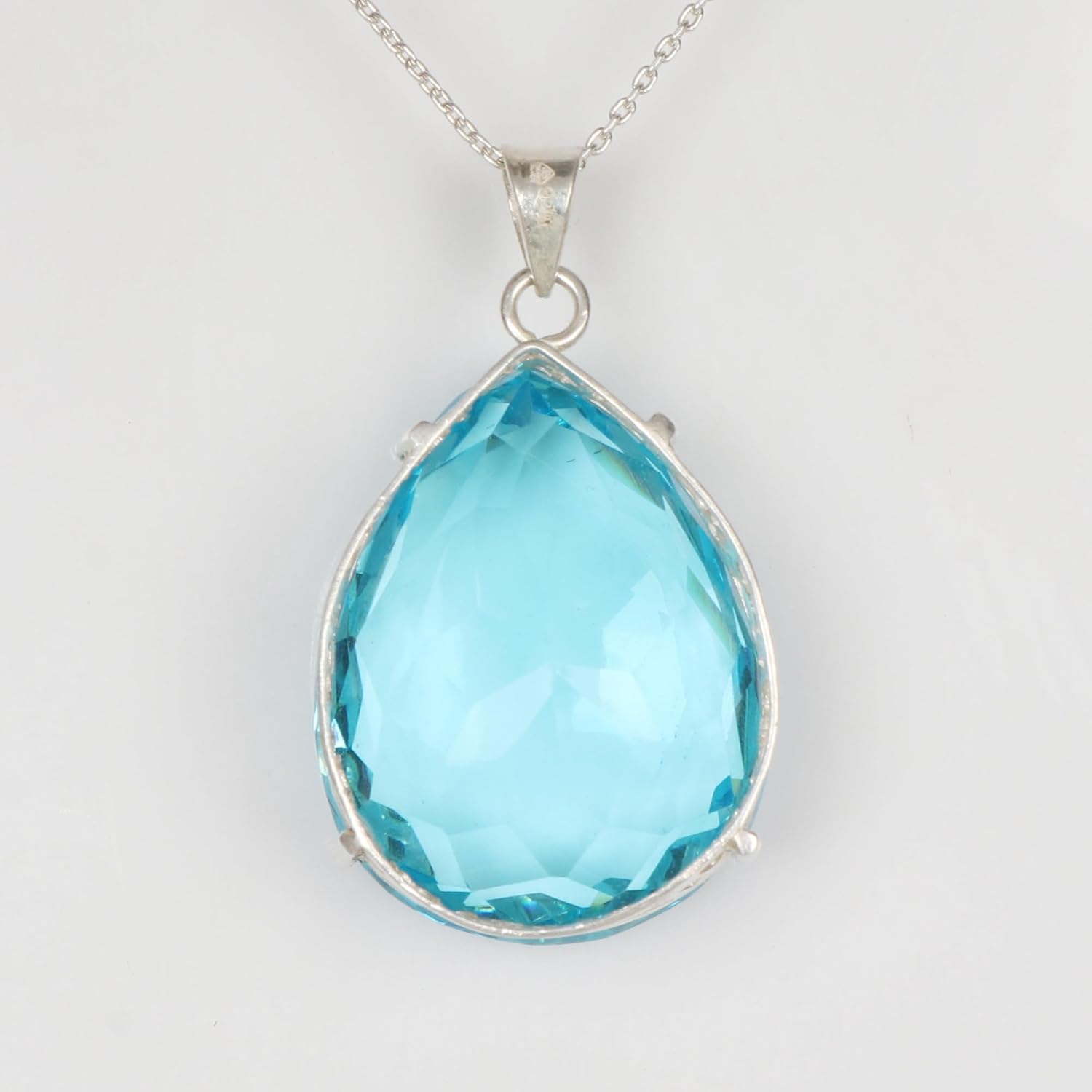 GEMHUB Gemstone Pendant Without Chain 62 CT-120 CT Pear Shape Sterling Silver Pendant Jewelry Women/Girls
