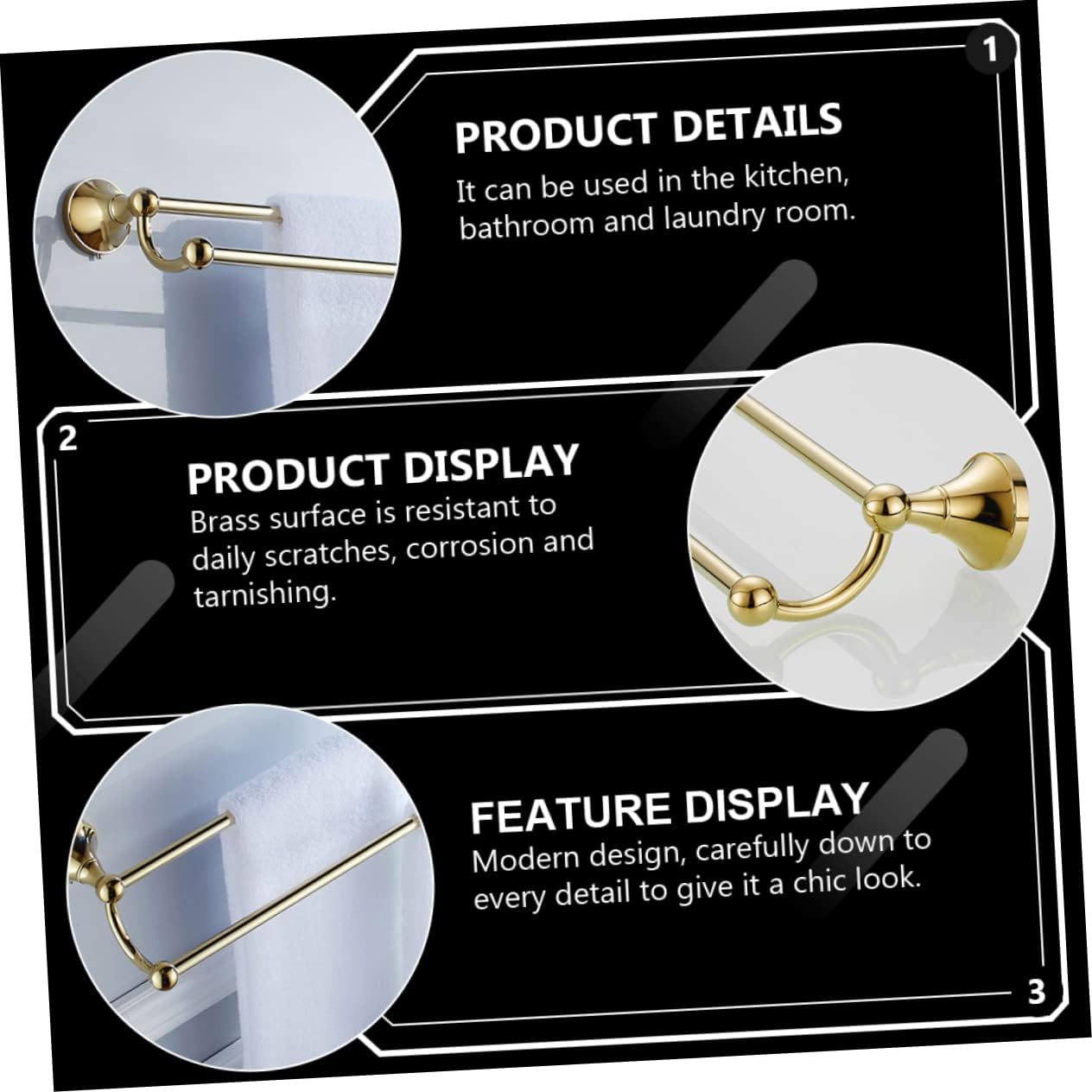 Towel Racks Towel Rail Bath Towel Holder Double Bar Towel Rack Shelf Storage Rack Bathroom Towel Rack Dish Cloth Hanger Wall Hanging Towel Bar Brass Towel Rack,Colorful Chrysanthemum-55 * 12.