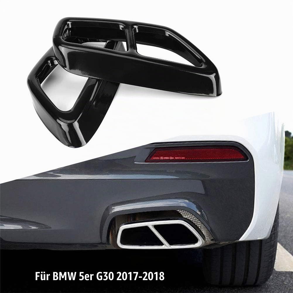 2 Stücke Auto Edelstahl Schwarz Auspuff Endrohr Abdeckung Trim für 5 Serie G30 2017-2018