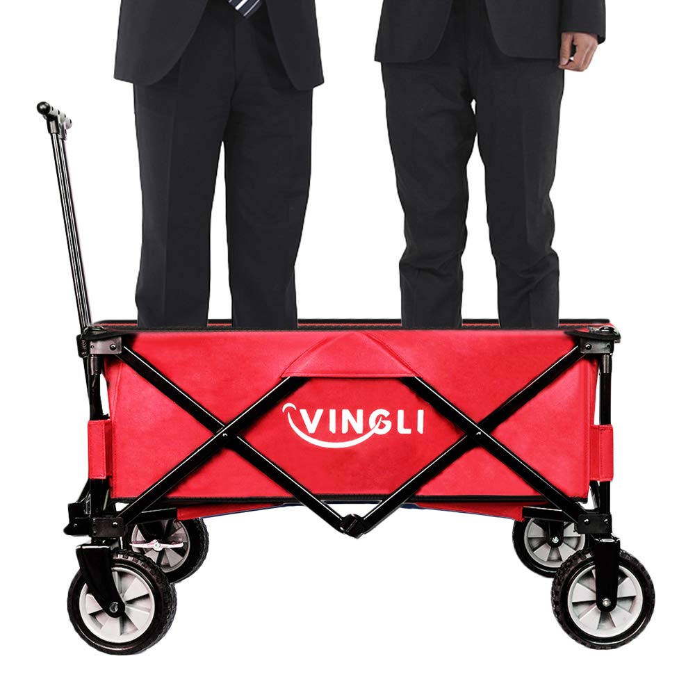 ALightUp Chariot Pliable Rouge - 100 kg Capacité, Chariot à roulettes Tout Terrain | Transport Lourd pour Jardinage, Plage, Camping | Compact, Léger et Facile à Assembler