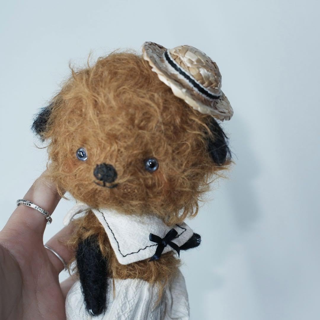 メガネイヌちゃんオリジナルぬいぐるみアーティスト ハンドメイド 海外