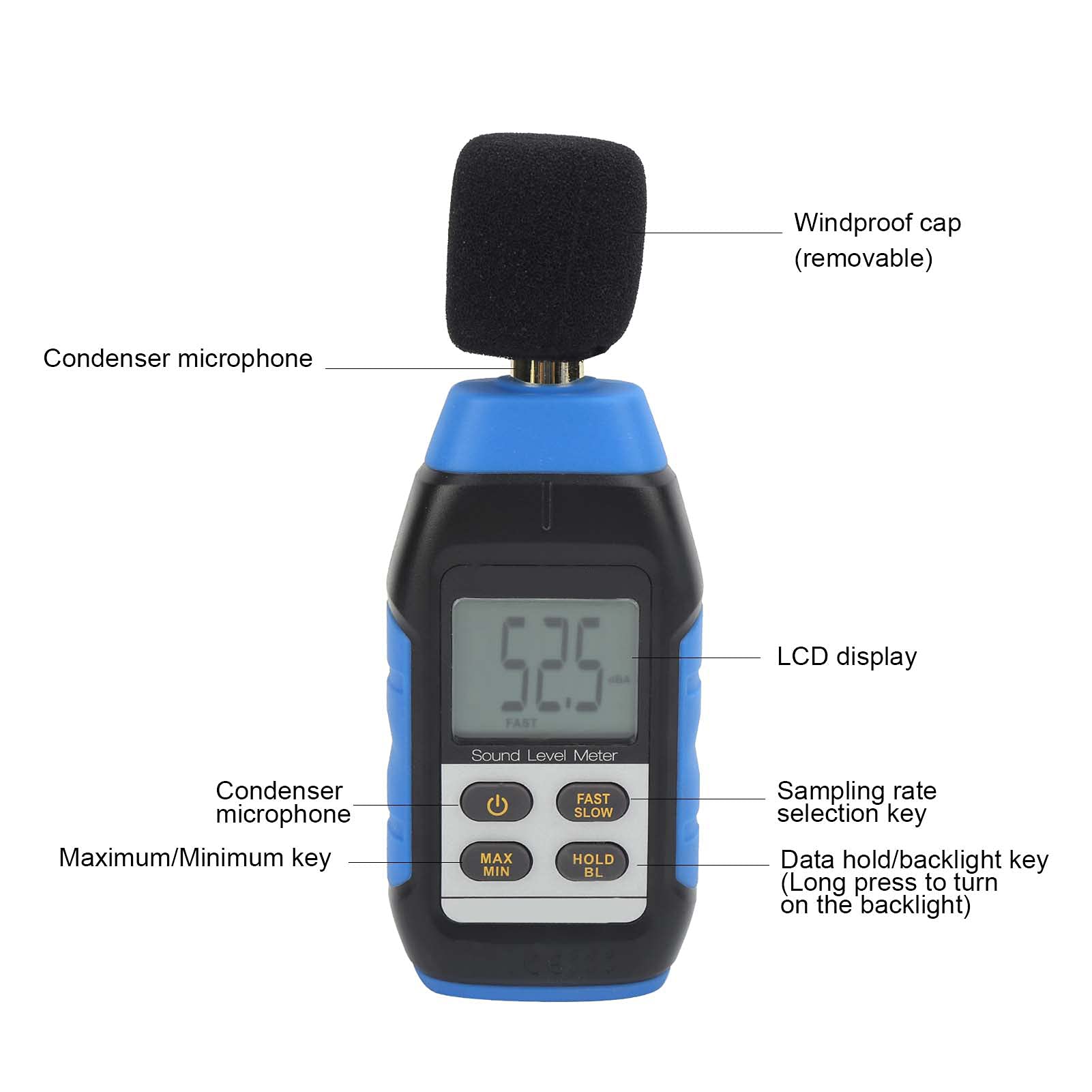 Medidor de Decibelios Portátil VMS-1, Probador de Ruido de Alta Precisión para Fábricas y Audio Doméstico, Plástico + Metal