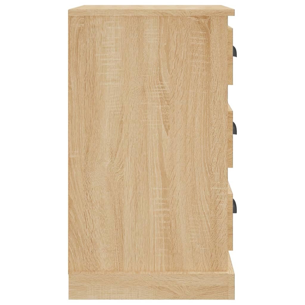 Nachttisch Sonoma-Eiche 39x39x67 cm, Holzwerkstoff Schlafzimmer Möbel, Beistelltisch mit 3 Schubladen, feuchtigkeitsbeständig für Bücher, Gläser, Notizblöcke