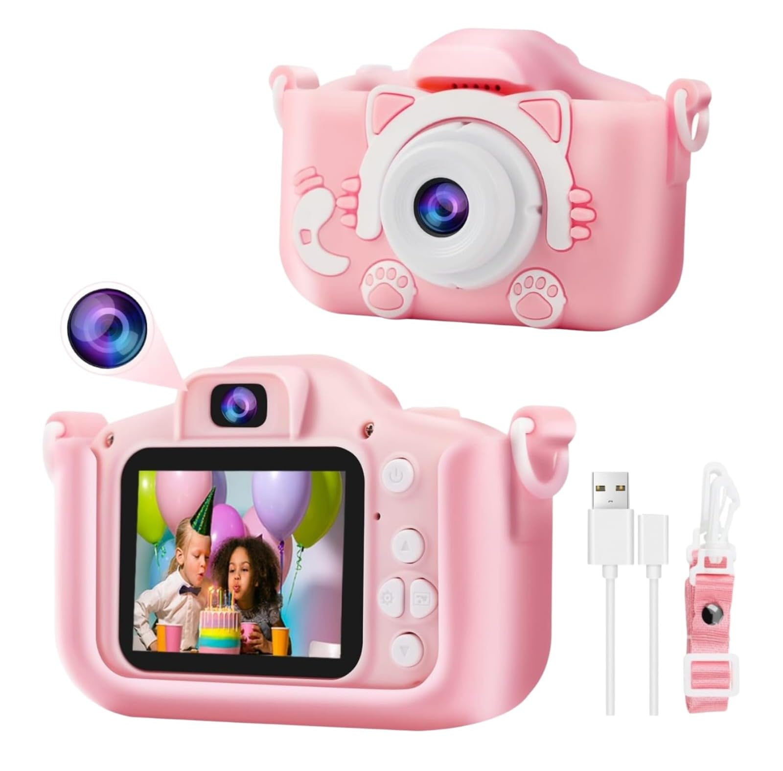 Fatazia - Kids Camera Pink Digital Gift Toy - Gifts for Girl Mini Rechargeable - Children Camera