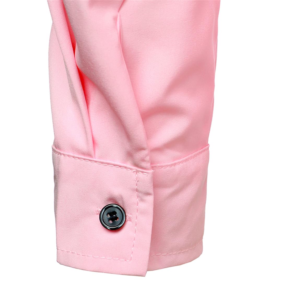 Hdhdeueh Camicia da smoking da uomo rosa con volant e volant, stile retrò, a maniche lunghe, con bottoni, per matrimoni, feste, cene