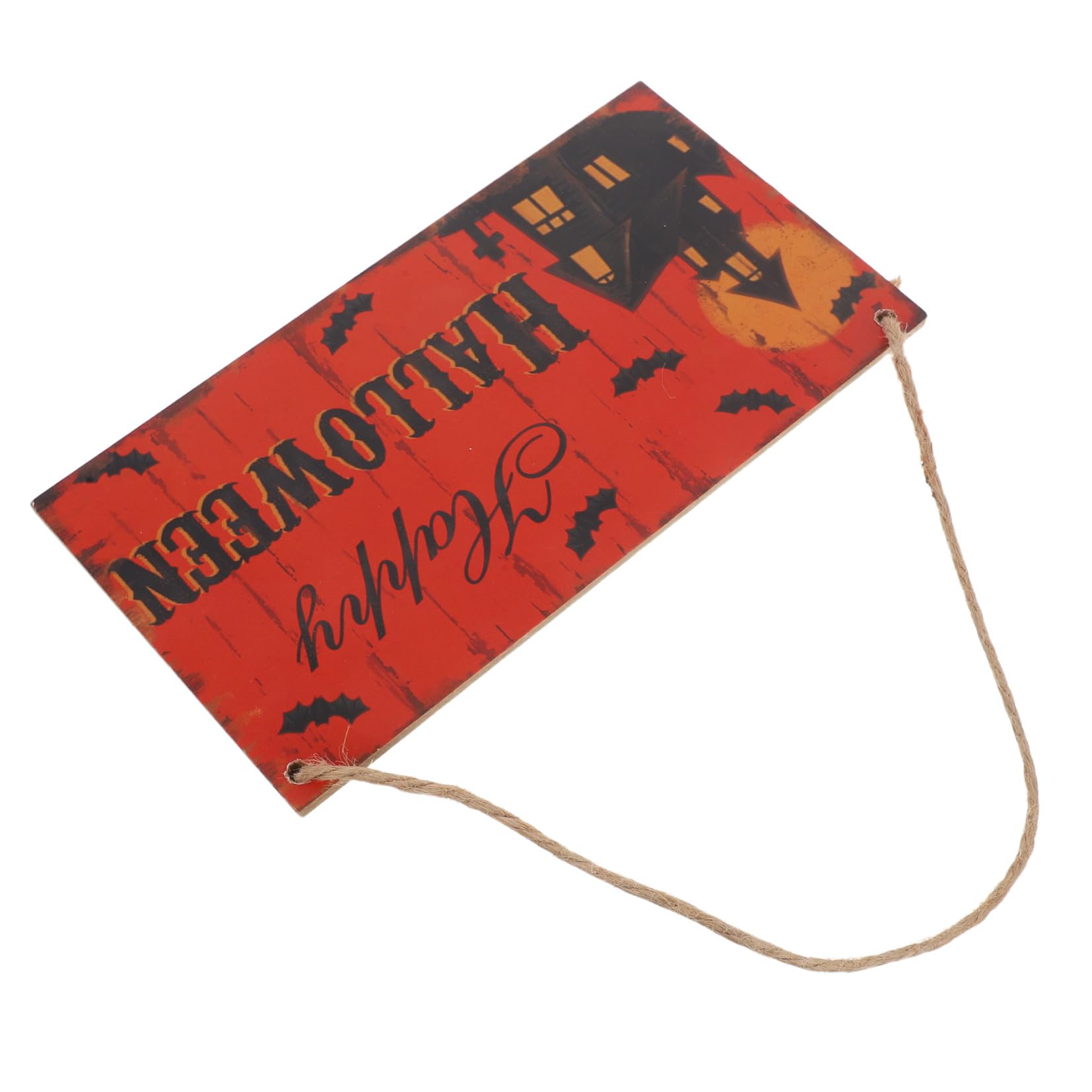 Healifty Halloween Engraved Plaques Happy Halloween Rectangle Hanging Wall Sign Decoration
