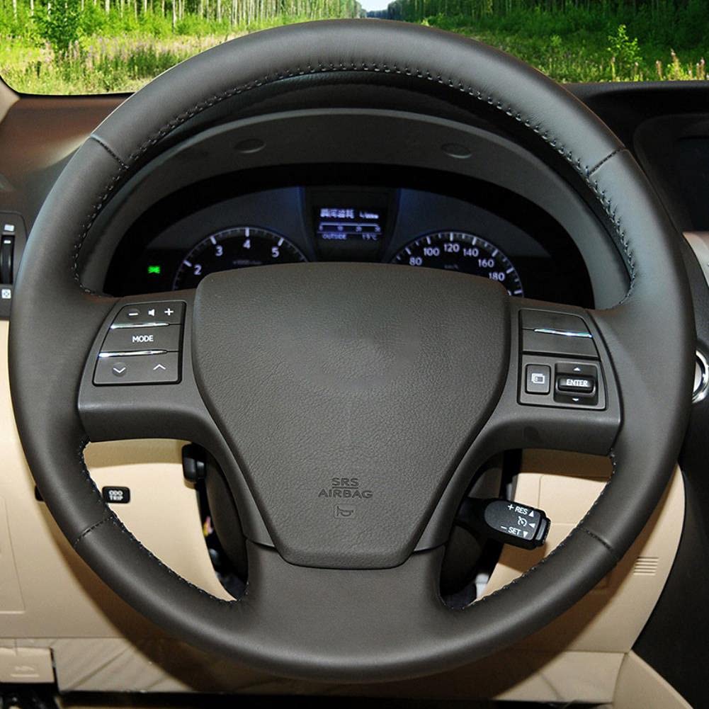 MDHANBK DIY Hand-Stitched Black Genuine Leather Car Steering Wheel Cover,for Lexus HS250 HS250h RX270 RX350 RX450 RX450h 2008 2009 2010 2011