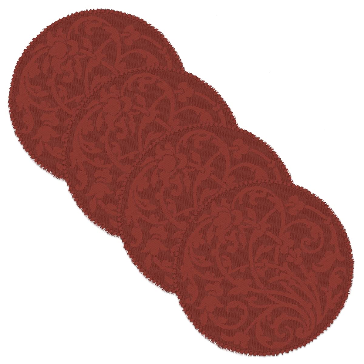 212 Main 12 in. Rondeau Round Doilies Paprika - Set of 4