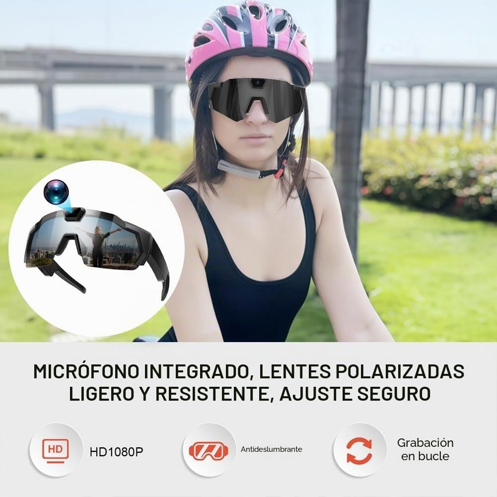 Pov Glasses 4K - Gafas de sol de béisbol con cámara, gafas de grabación de video inteligente para deportes de acción, 16/32/64/128 GB de memoria para hombres y mujeres, gafas de sol con