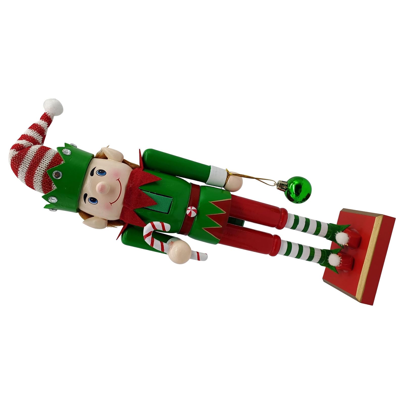 Figurine Casse-Noisette en bois vert pour étagère et décoration de Noël