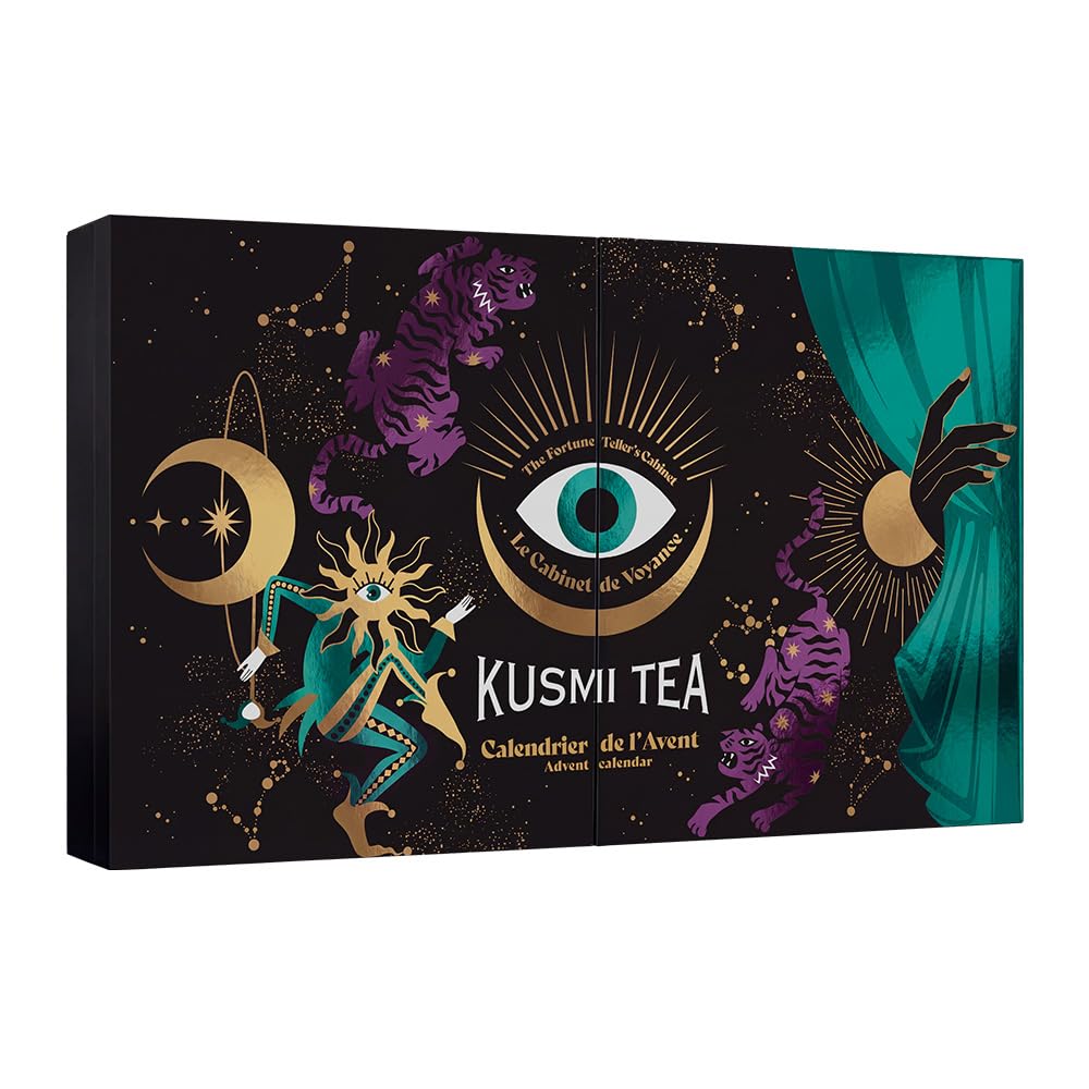 Kusmi Tea – Bio-Adventskalender 2026 – 24 Überraschungen – Schwarztee, Grüntee, Weißtee, Kräutertees und Vieles Mehr – Geschenkidee für Damen und Herren – Teebeutel, Miniaturen und Zubehör