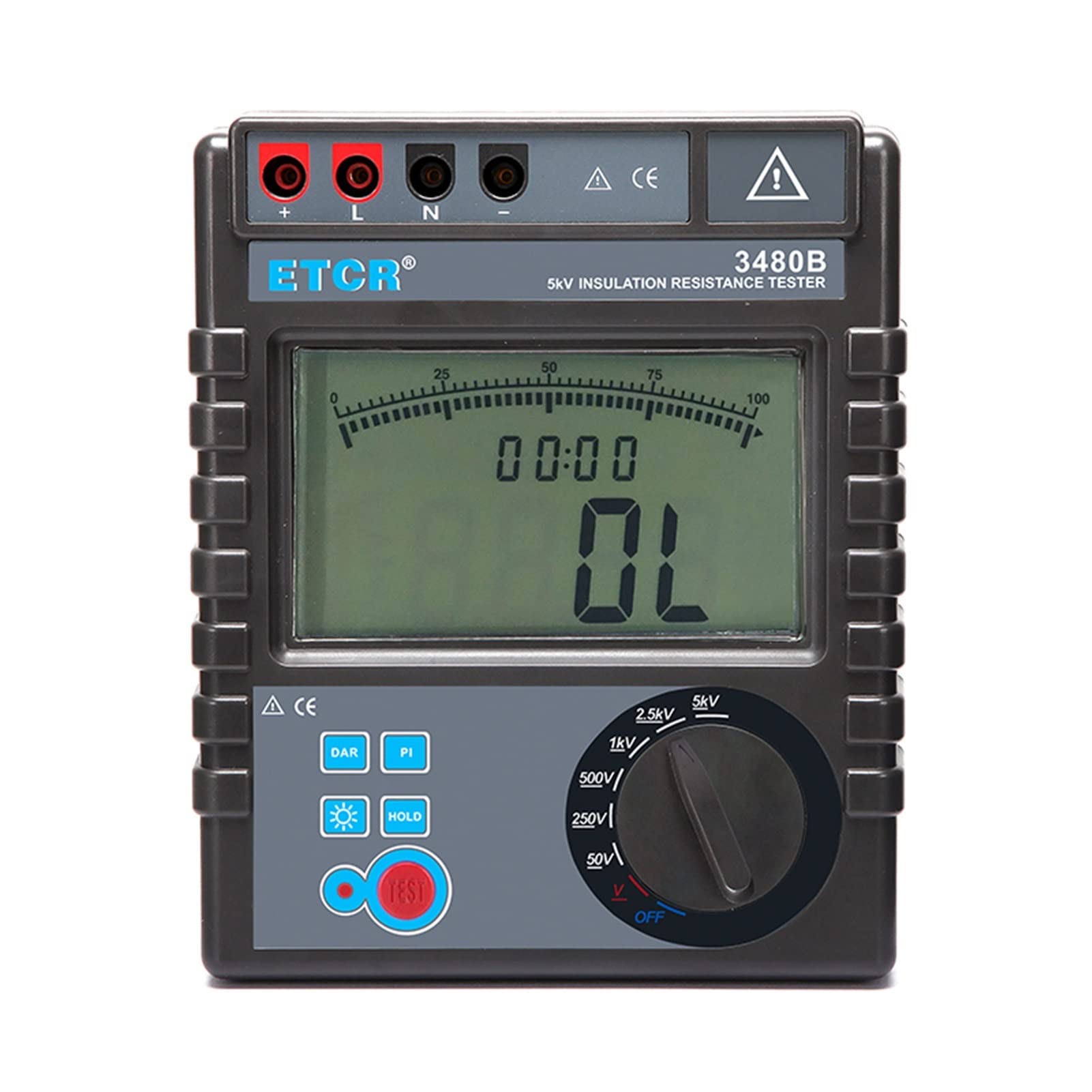 Probador de resistencia al suelo la tierra ETCR3480B 5000V, 0.1 MO ~ 400GO, AC 0V-750V a aislamiento,Amplia compatibilidad(ETCR3480B)