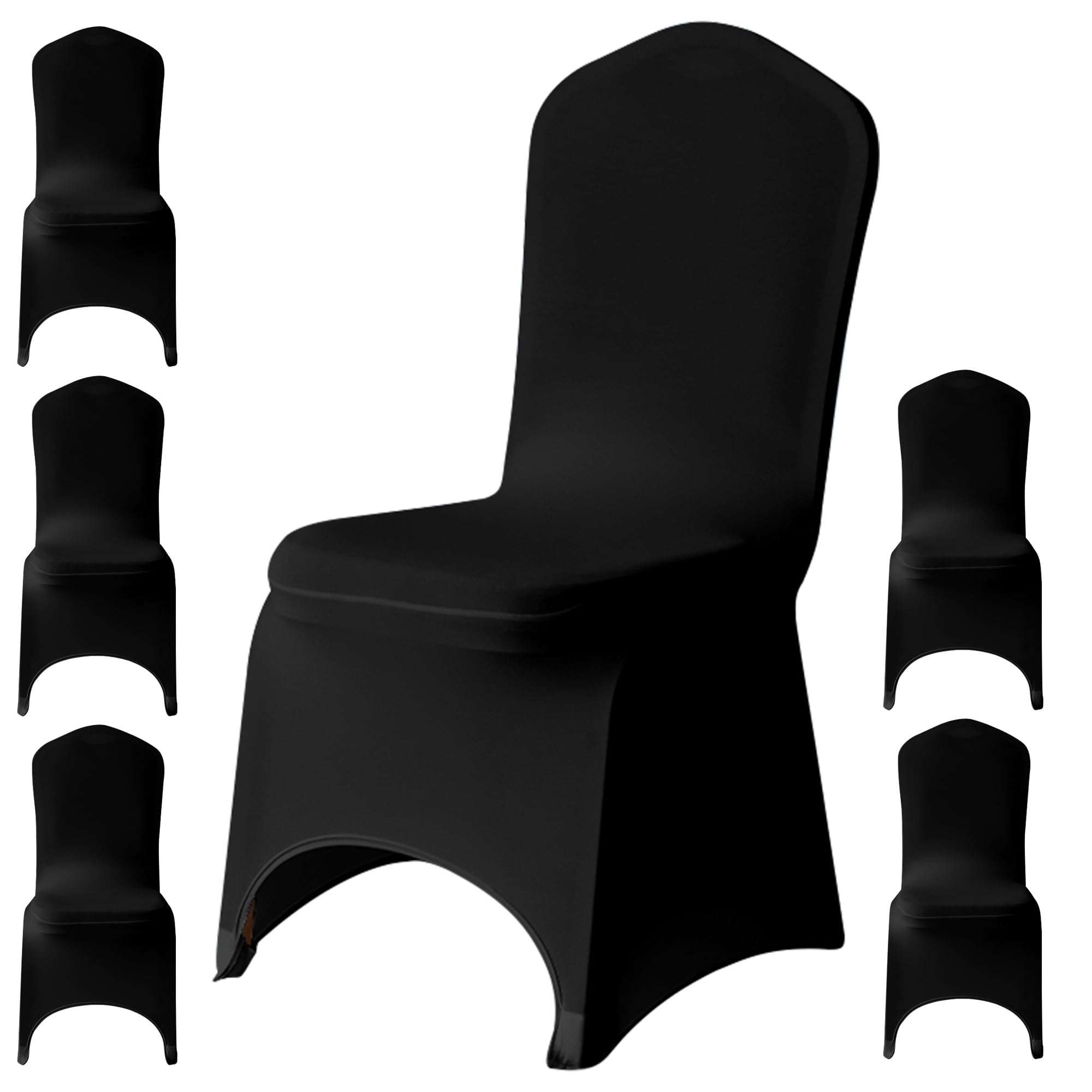 WedDecor Universal Wedding Chair Covers, 6Pcs Black Spandex Stretch Dining Chair Slipcovers, Washable Banquet Chair Covers for Parties, Events & Celebrations — image 1