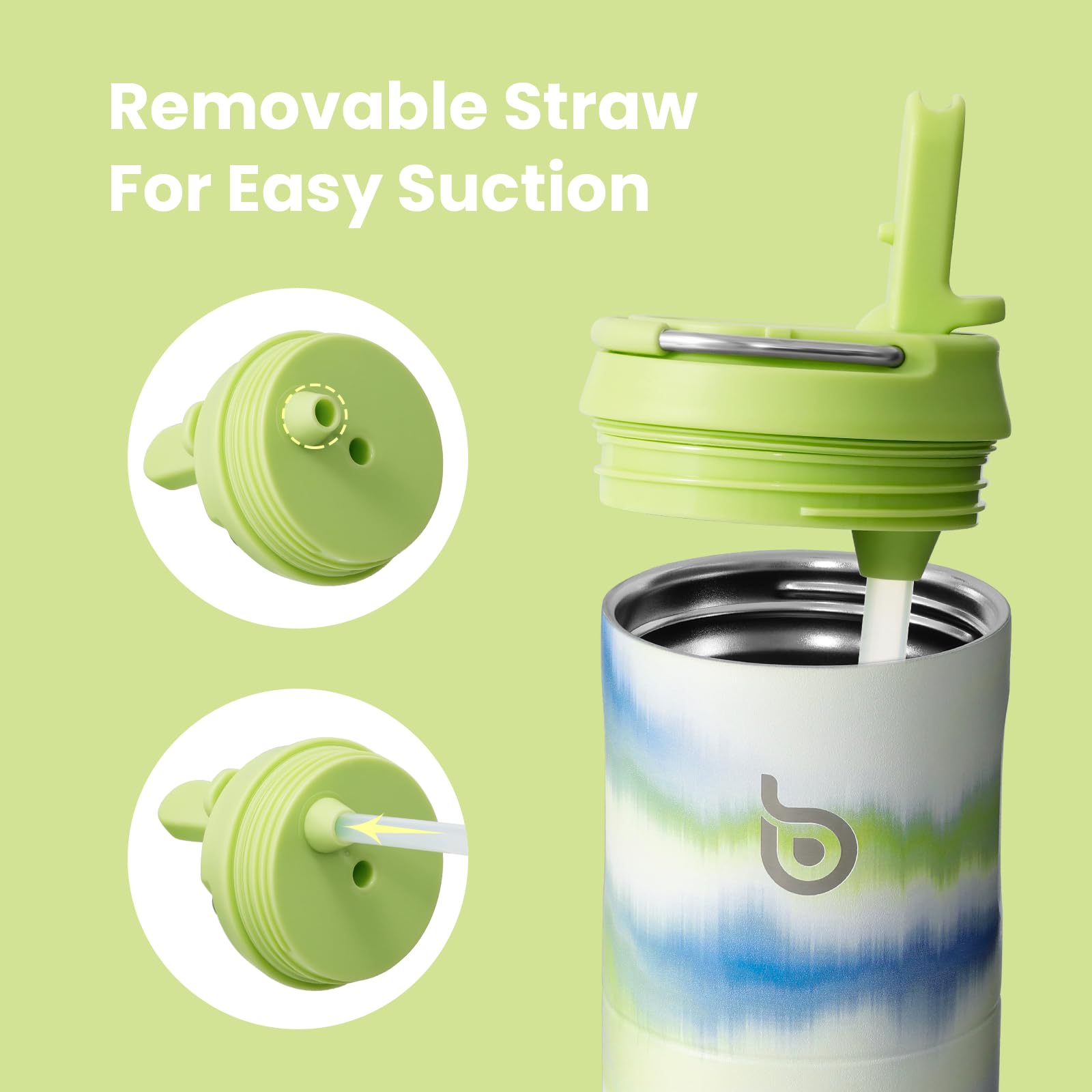 Bottle Bottle Insulated Water Bottle 700ml(24oz) with Straw and Lid Stainless Steel Sports Travel Gym Water Bottles Metal Drink Flask with Handle for Man and Women (Mist) - Image 4