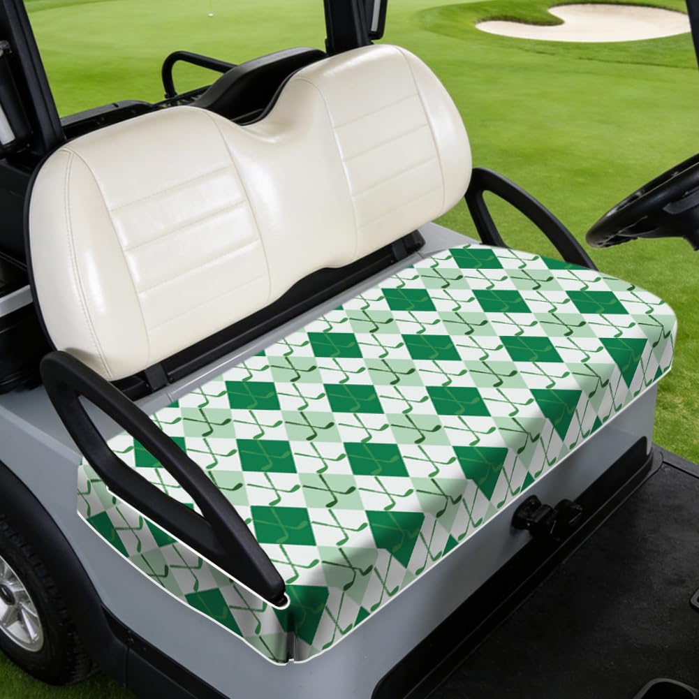 TNKBREEZE Green Golf Cart Seat Covers Diamond Cue Stick Universal Seat Towel Blanket for Most 2-Seater Breathable Washable Golf Cart Accessories Protect Cover Gifts for Sports Lovers 51x31inch