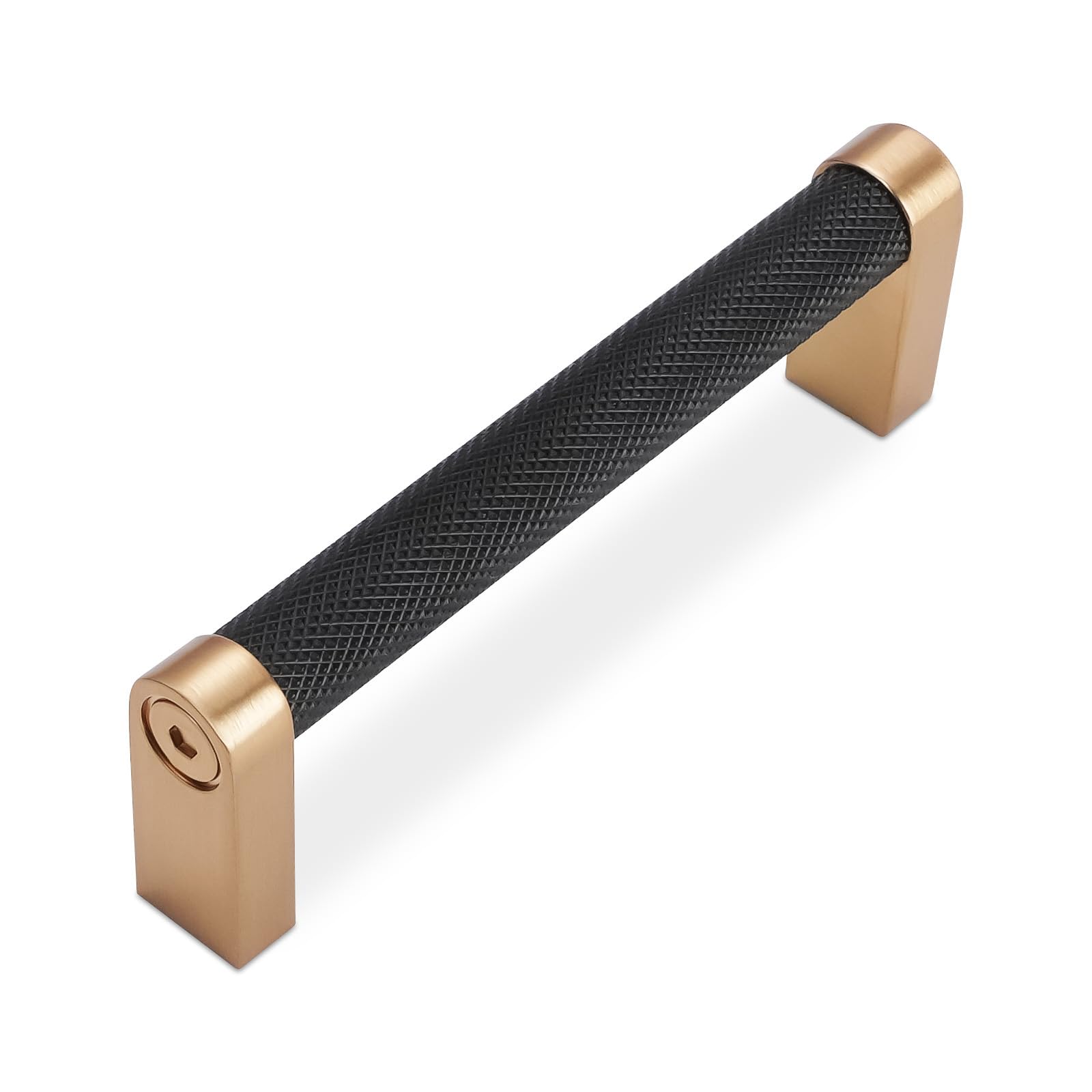 BUKOBYHE 10 Pcs 3.75" Black & Champagne Bronze Knurled Kitchen Cabinet Handles — image 1