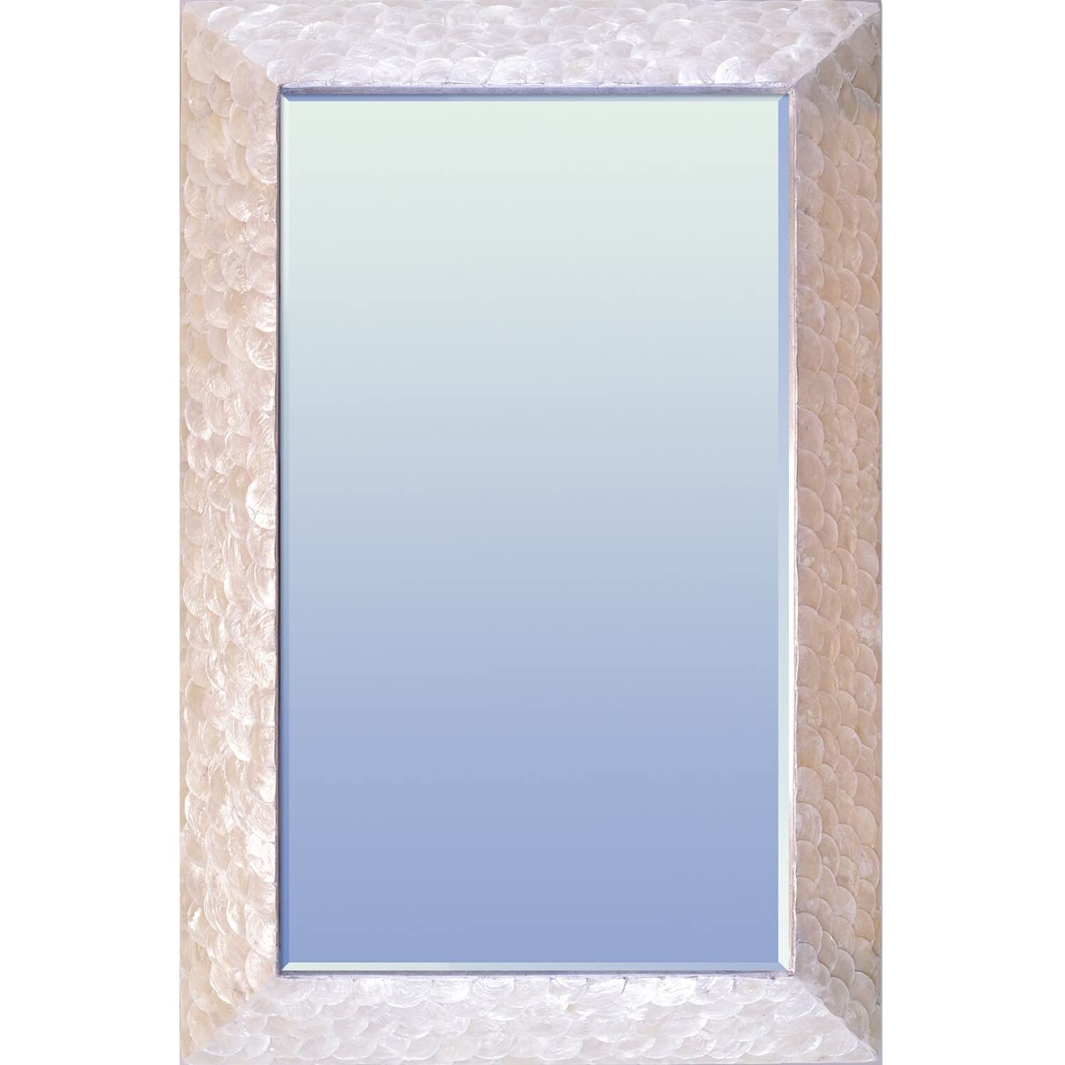 Seaside Mother of Pearl Large Rectangle Mirror 36" X 24" Multi Shabby Chic Includes Hardware