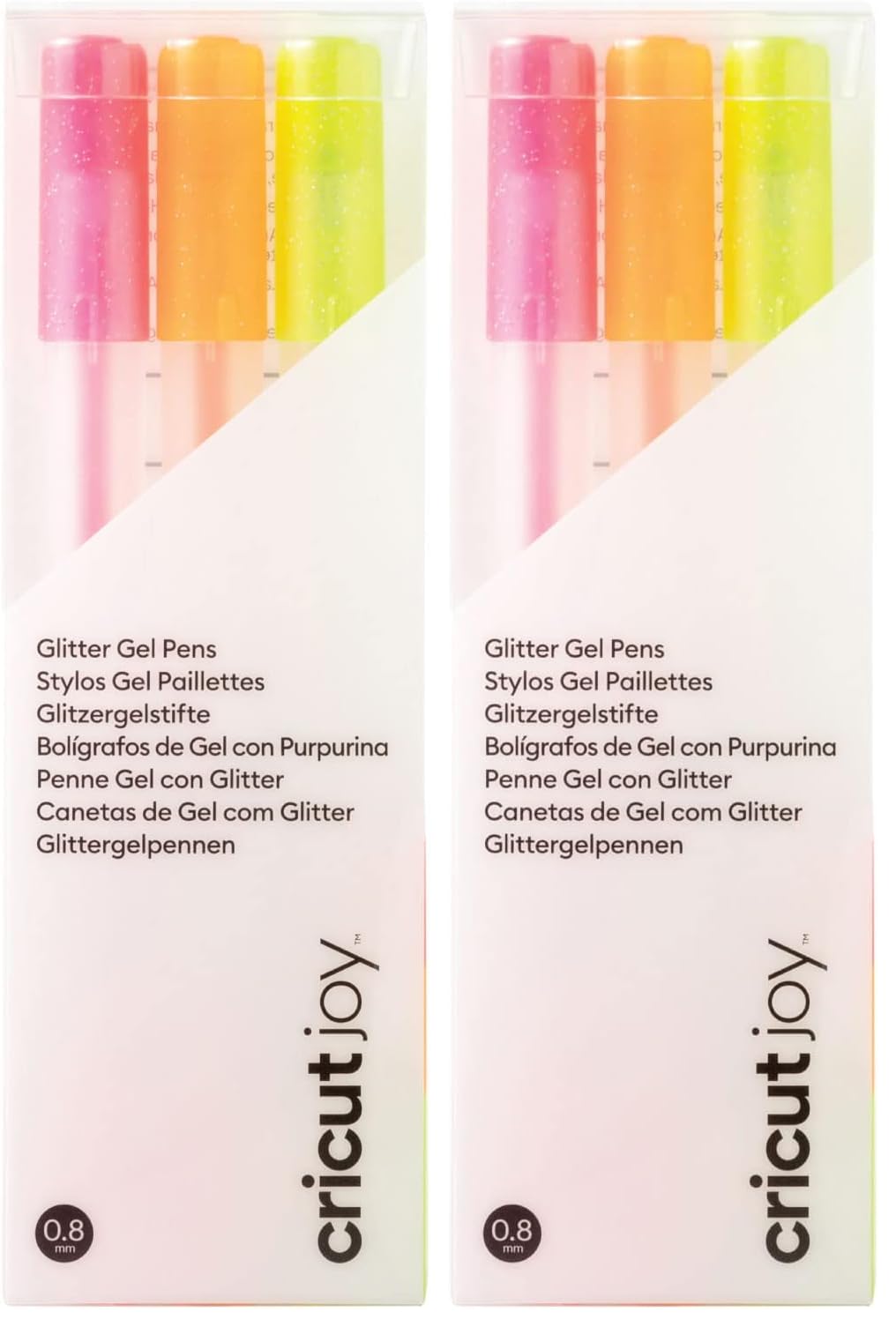 Cricut Joy Sparkle Gel Pens (Set of 3), for Use Joy Cutting Machine, Add Glitter to Your Cards, Paper, Decor, and More (Medium Point, 0.8mm, Neon) (Pack of 2)