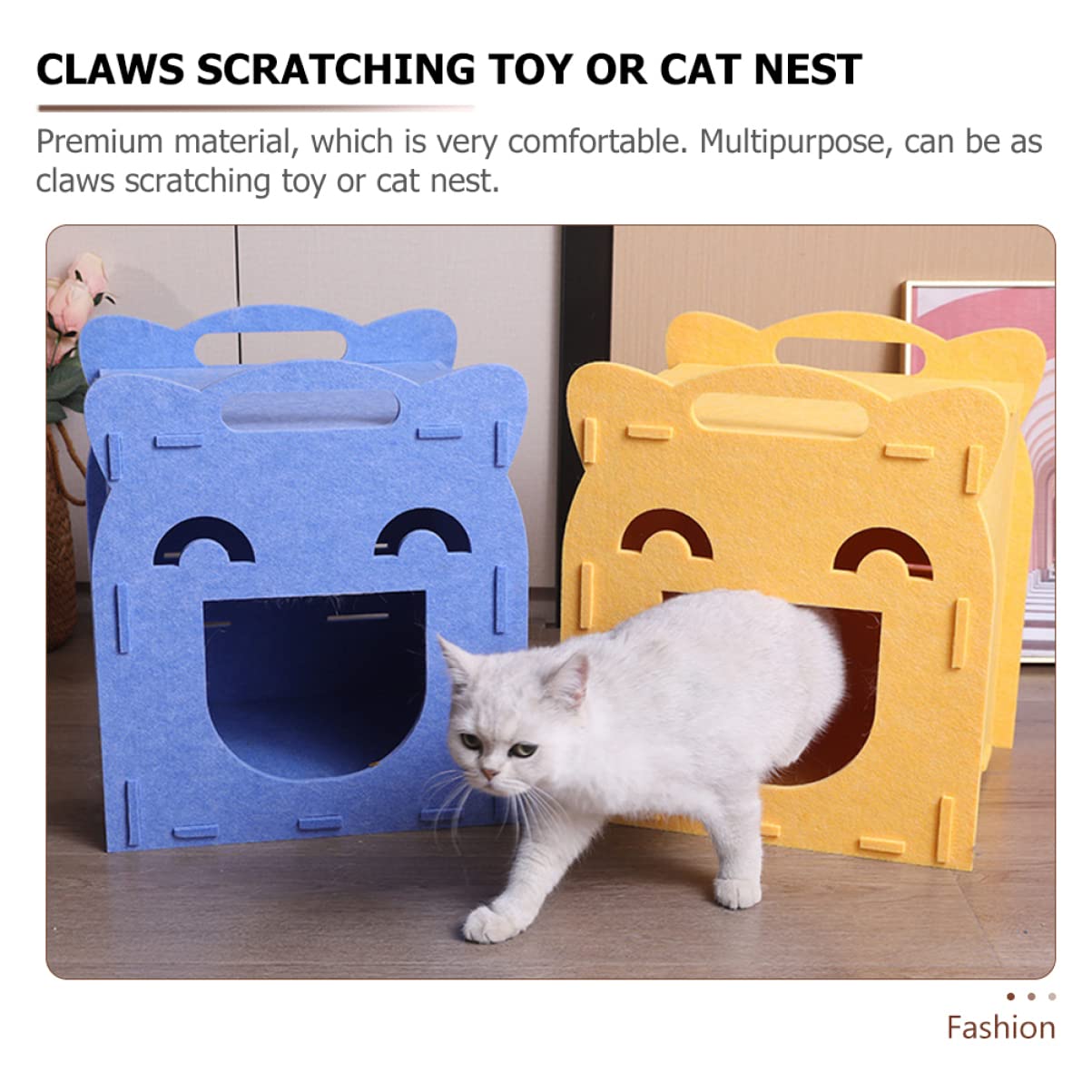 UPKOCH Lit pour Chat Feutre avec Griffoir Détachable Maison pour Chat et Petits Chiens Couchage Pratique et Sécurisé Design Innovant et Attrayant pour Jeu