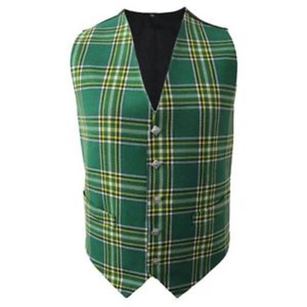 The Scotland Kilt Company Men's Scottish Tartan Waistcoat with Thistle Buttons - Irish Heritage - 48”