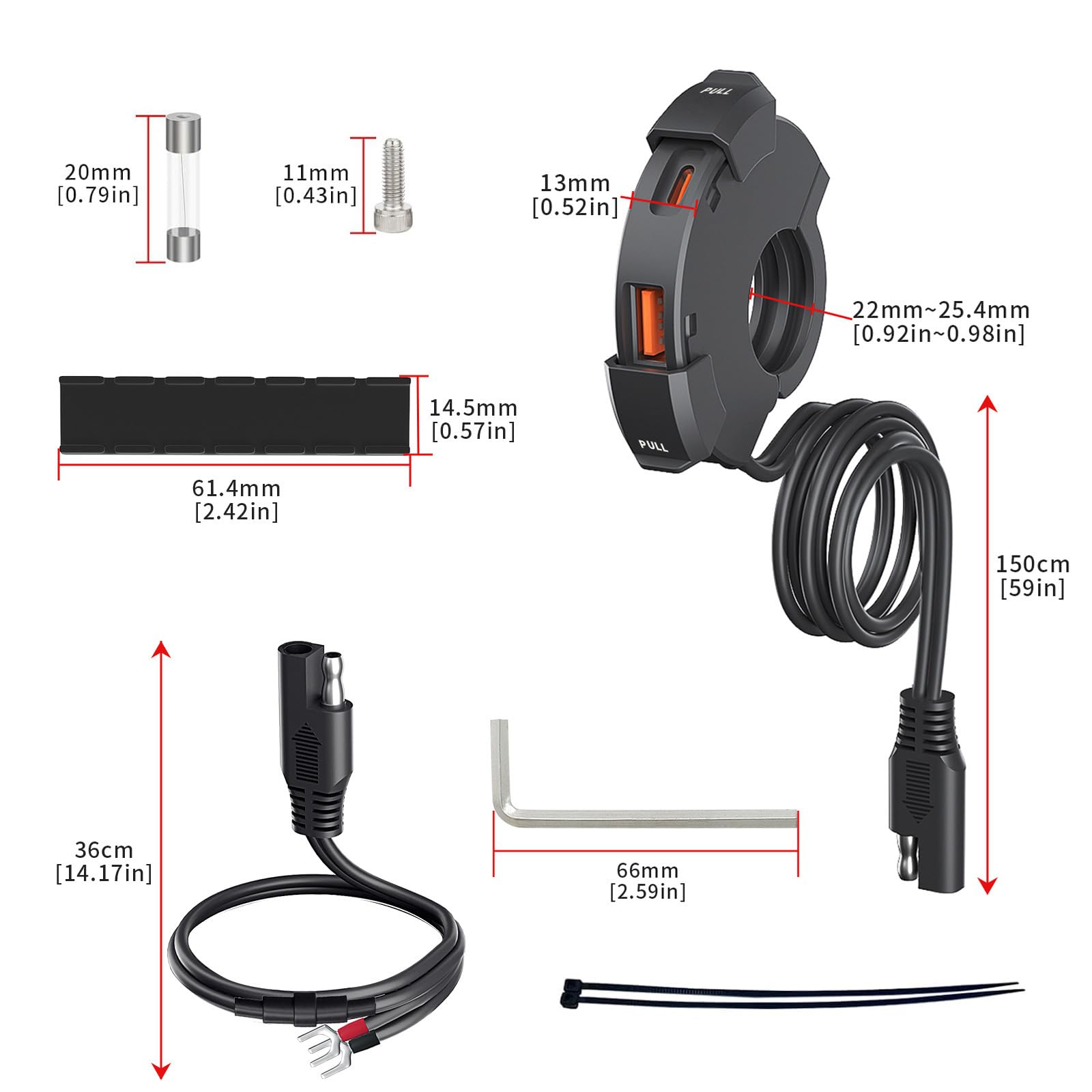48W Motorrad-USB-Ladegerät, 2-Port (QC3.0 18W + PD3.0 30W), IP65, 12-24V USB-C-Steckdose – Schnellladung für Reise & Abenteuer/Alltag/Outdoor – Kompatibel mit Handy/GPS/Kamera - 3