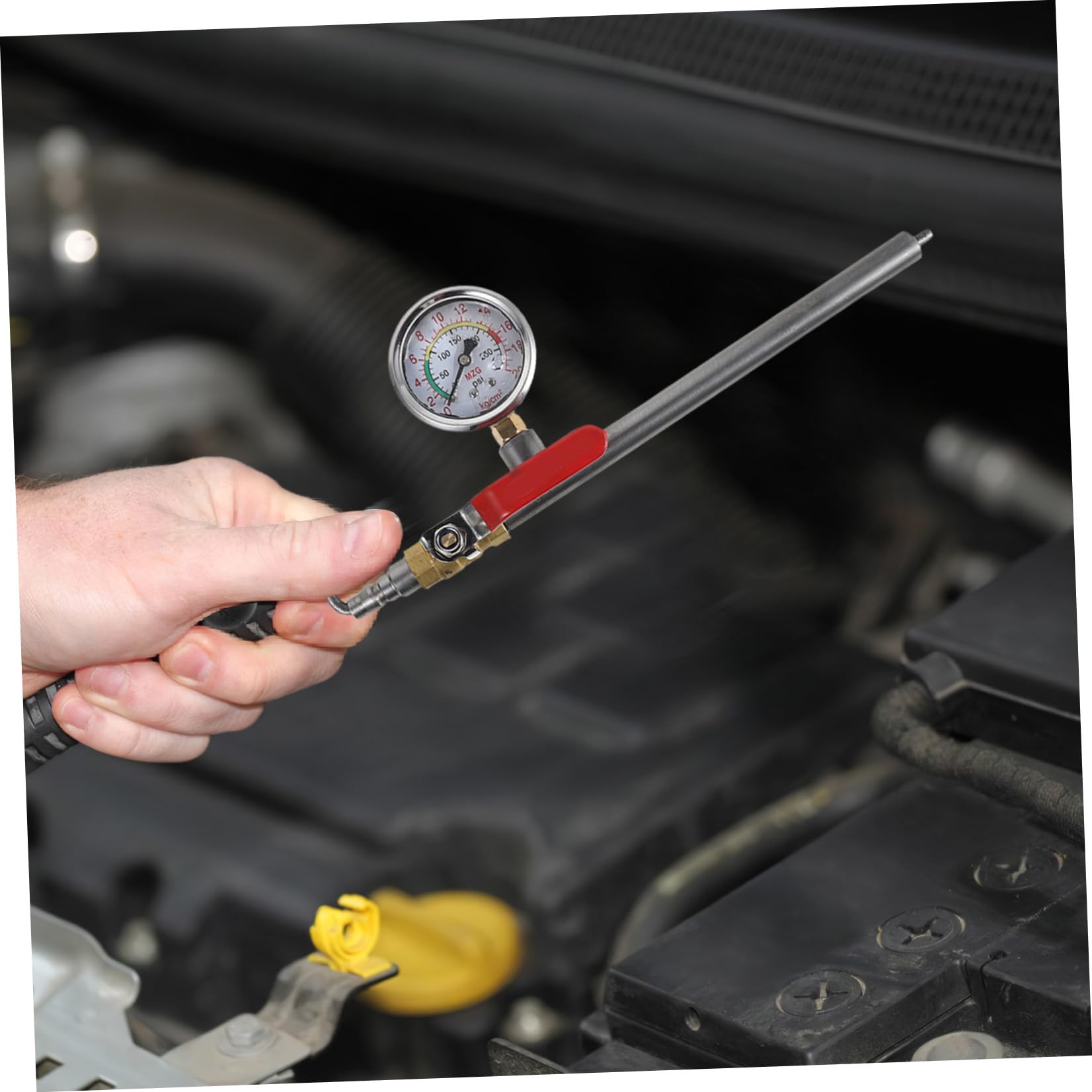 Reifendruckmesser Hohe Druckbeständigkeit mit Aufblasstange aus Metall und Schnelle Aufpumpfunktion für Schwere Baumaschinen und Lkw für Tägliche Reifenwartung