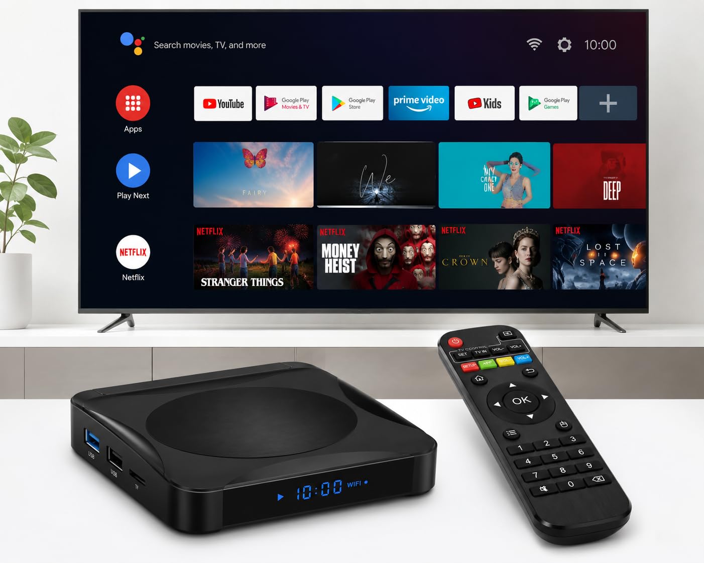 Android TV Box 4GB RAM 64GB ROM, Smart TV Box UHD 8K Android 10.0, WiFi Dual Band 2.4/5GHz, Bluetooth 4.0, USB 3.0, HDMI 2.0, Quad Core RK3318, Lettore Multimediale per Smart TV