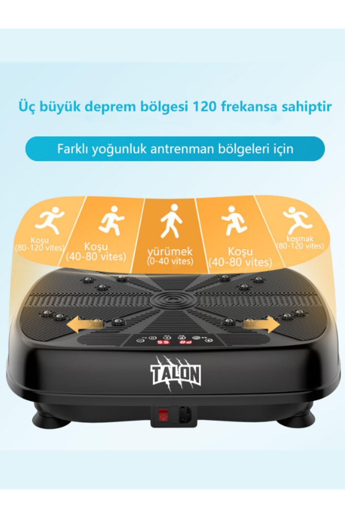 Egzersiz Aleti Yüksek Titreşimli 1-99 Seviye Hız Ayarlı Bluetoothlu Kumandalı Vibration Plate LED Ekran