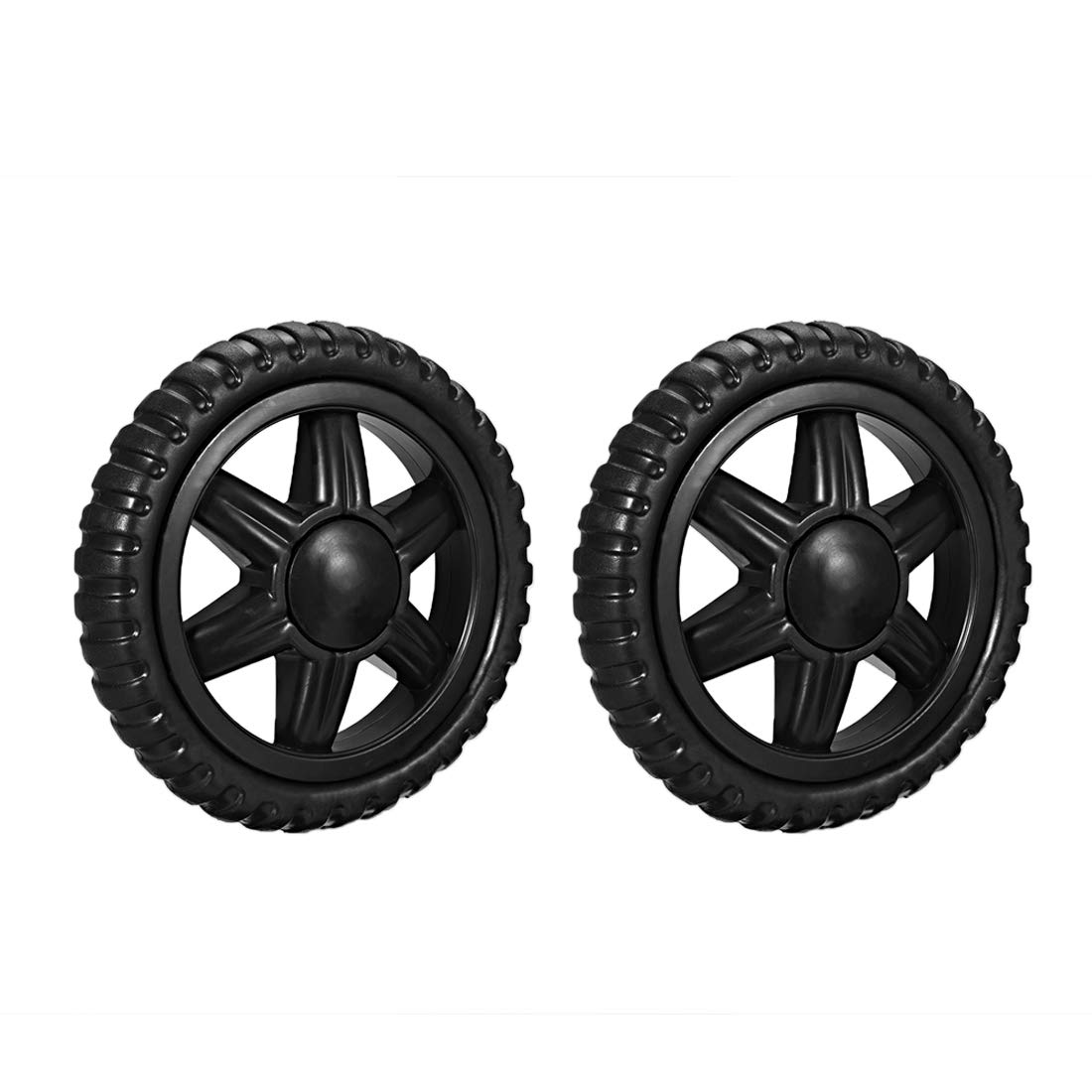 uxcell Shopping Cart Wheel Replacement 5 Inch Dia Rubber Foaming Black 2Pcs (Load Capacity 6.6 Lbs Each)