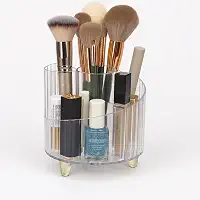 Organizador de Maquiagem Organizador de Pincéis de Maquiagem Porta Pincel para Viagem em Acrílico Transparente Design Moderno Compartimentos Divididos Premium