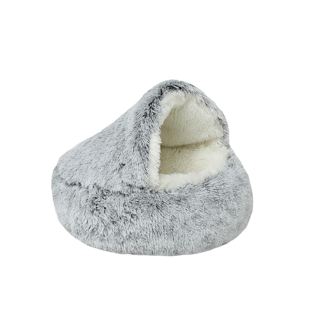 DOTBUY-SHOP Large Dog Bed Washable, Soft Comfy Cat Bed Felt Donut Dog Bed, Pet Bed With Slip-Resistant Bottom, Orthopedic Dog Beds Gift for Small Dogs and Cats (XL-80cm,Grey Long)
