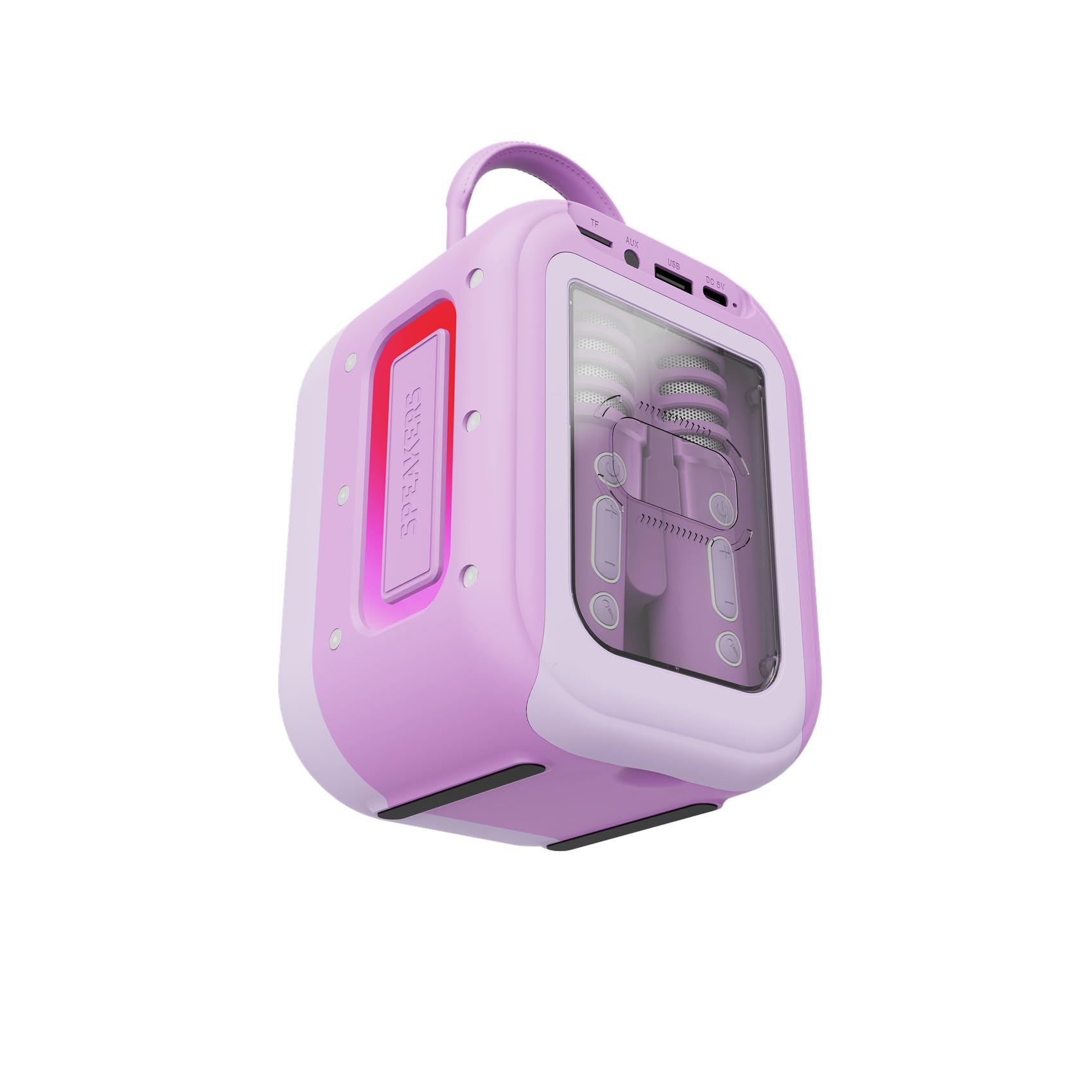 Celly – Speaker Bluetooth 10 W con 2 Microfoni Wireless, LED RGB, Batteria Ricaricabile, Ideale per Bambini e Karaoke, Colore Viola
