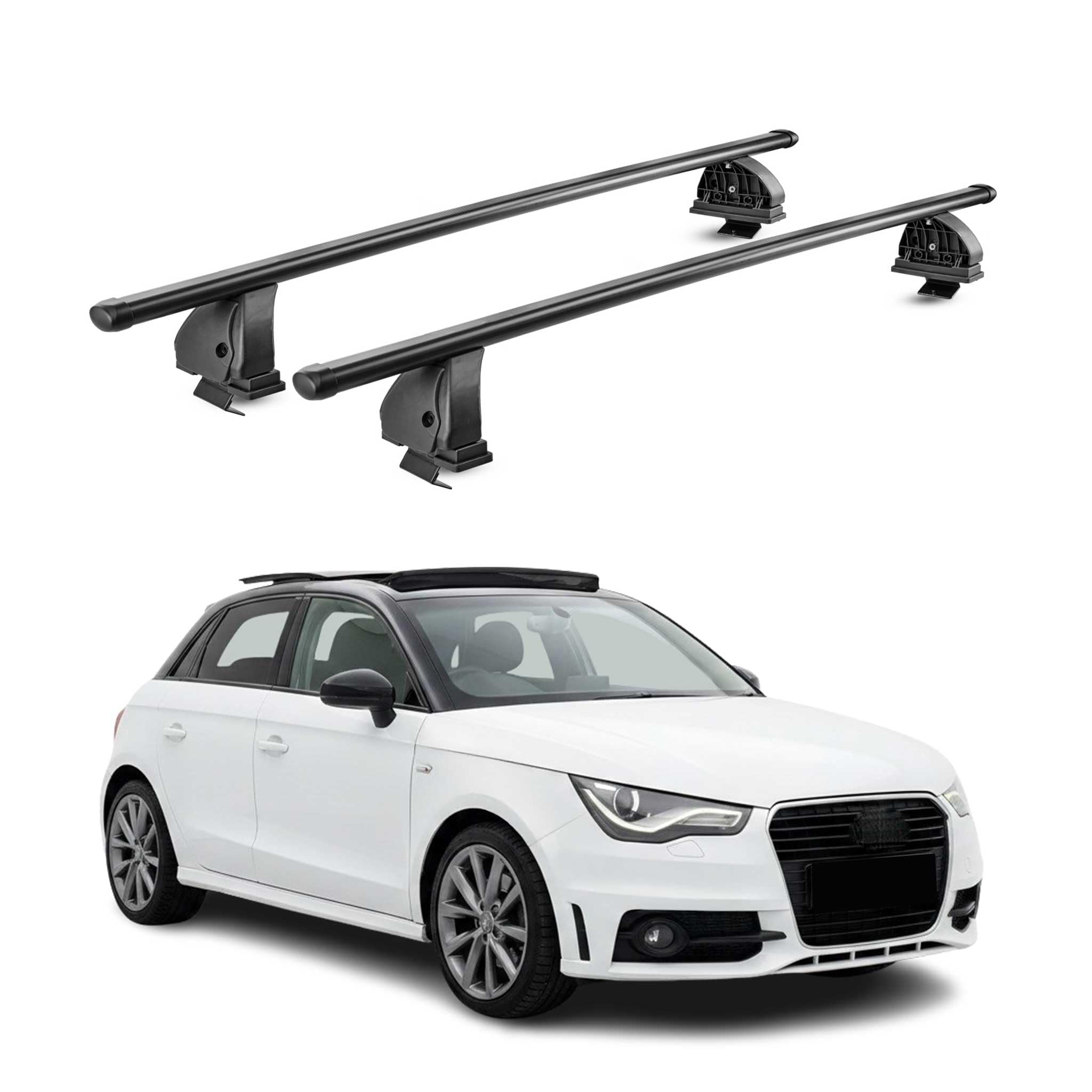 OMAC Aluminiowe poprzeczki dachowe do Renault Megane IV Kombi 2016-2022 – City Crash – ISO/PAS 11154:2006 – Zamykane – Maks 75 kg – 2 belki Szary